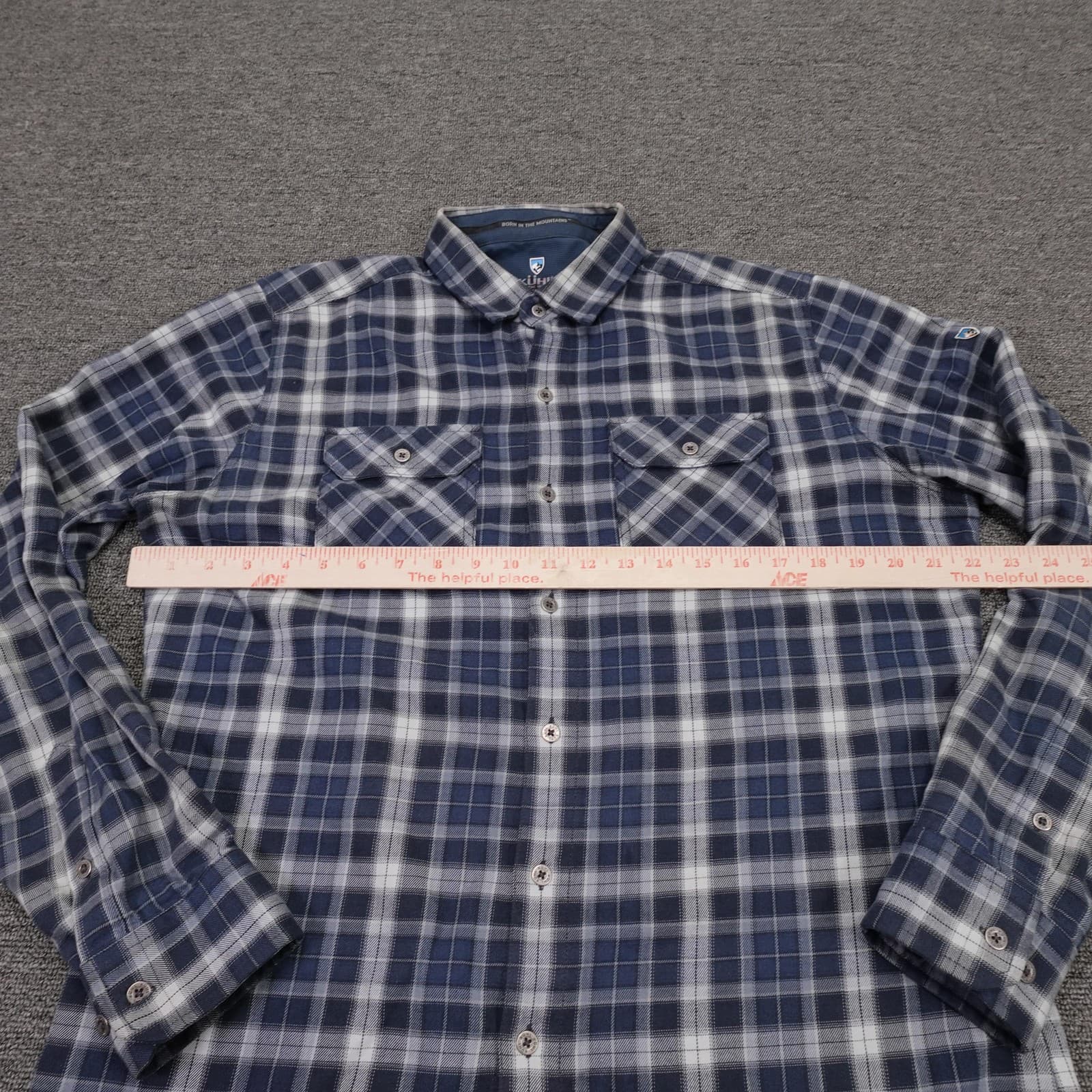 Kuhl Shirt Mens Medium Blue Plaid Flannel Long Sleeve Button Up Hiking Outdoor - Thumbnail 5