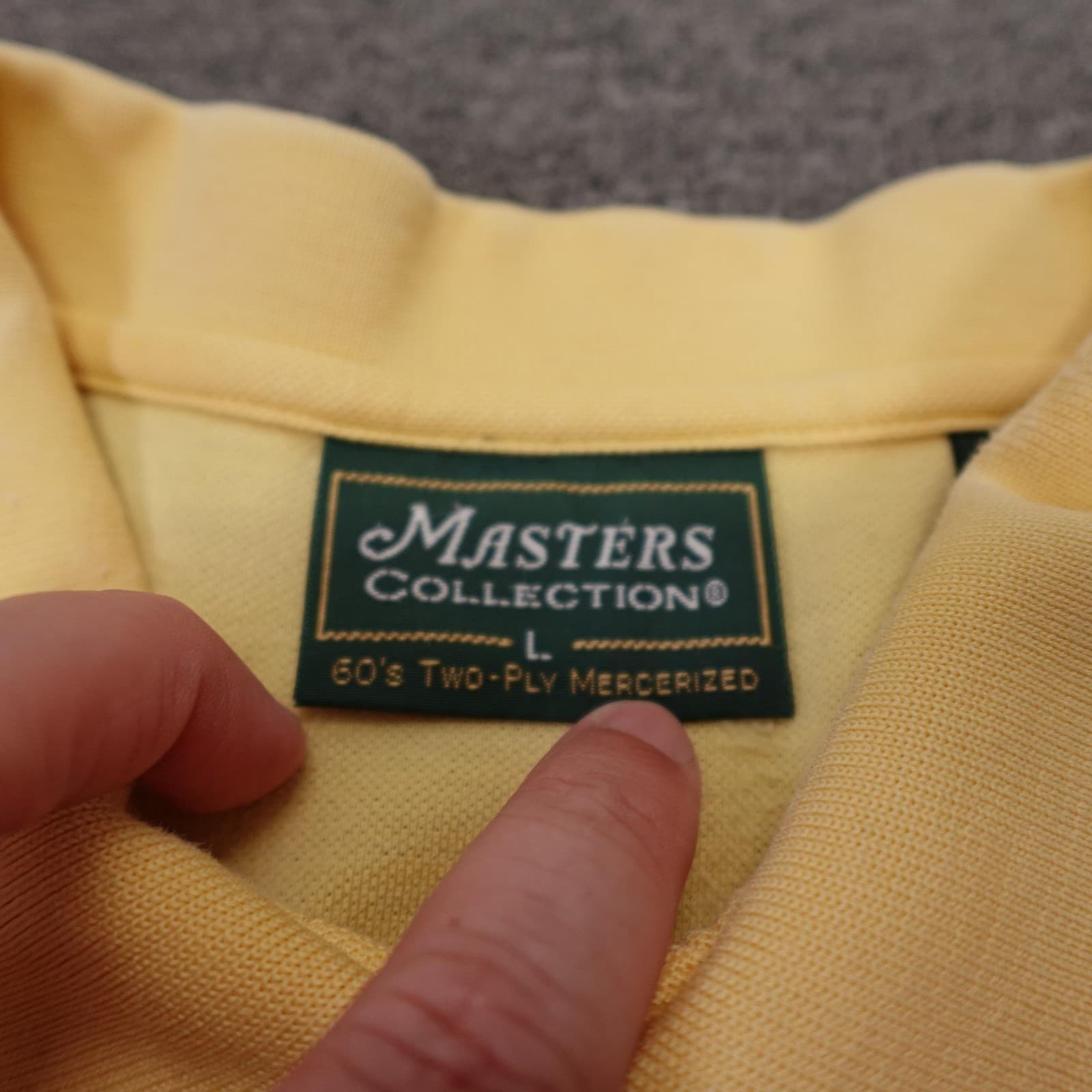Vintage Masters Collection Polo Shirt Mens Large Yellow Pima Cotton Golf 90s - Thumbnail 3