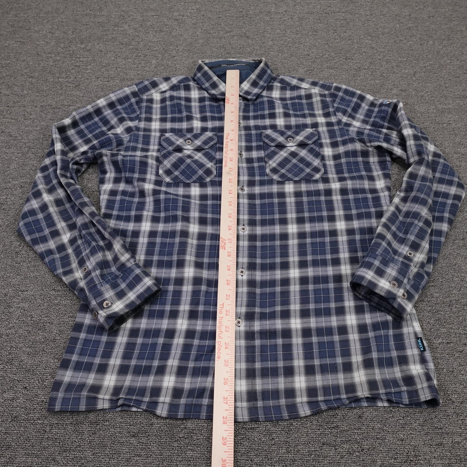 Kuhl Shirt Mens Medium Blue Plaid Flannel Long Sleeve Button Up Hiking Outdoor - Thumbnail 6