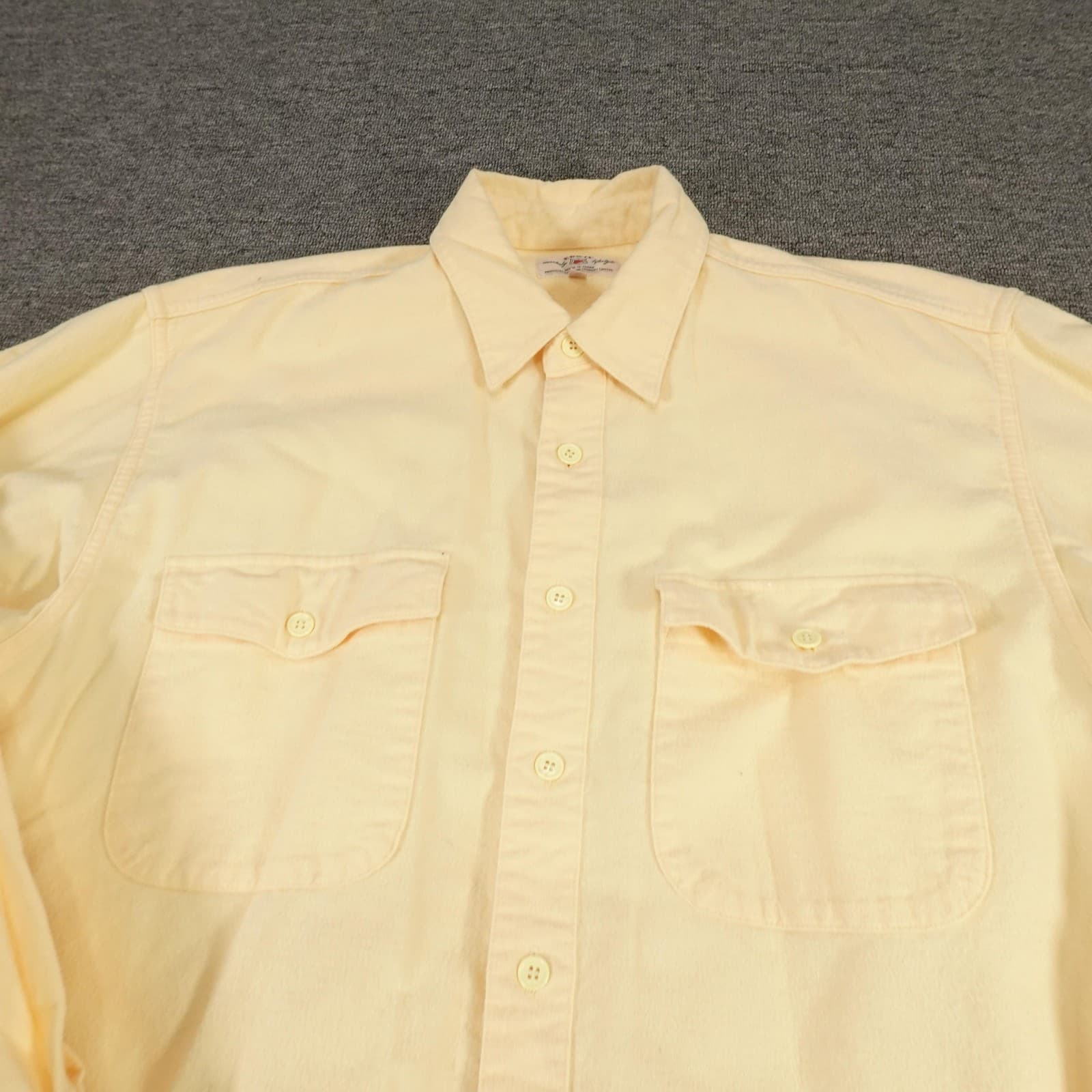 Vintage Edwin Shirt Mens Medium Yellow Flannel Button Front Made In Japan 80s - Thumbnail 2