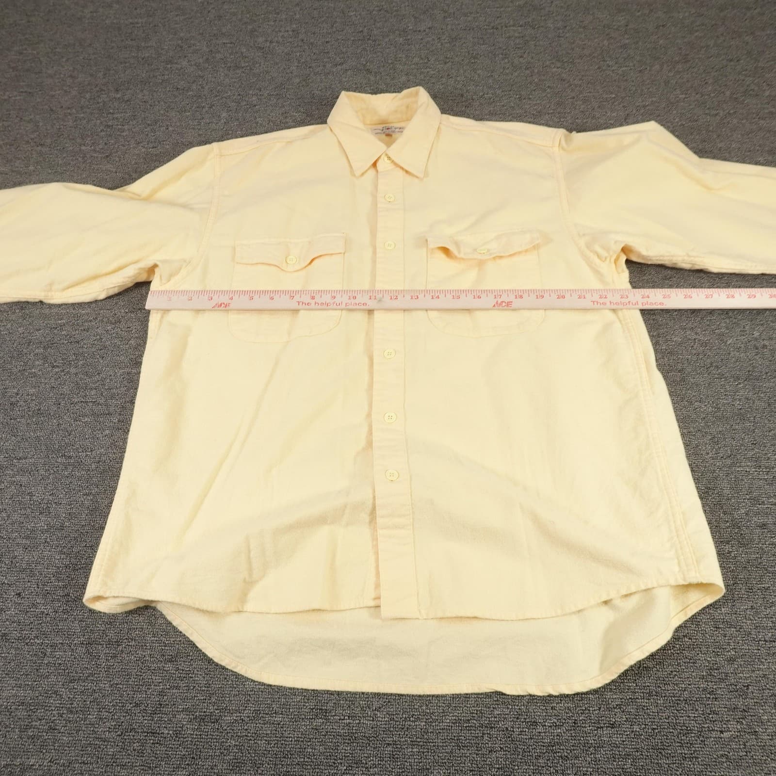 Vintage Edwin Shirt Mens Medium Yellow Flannel Button Front Made In Japan 80s - Thumbnail 3