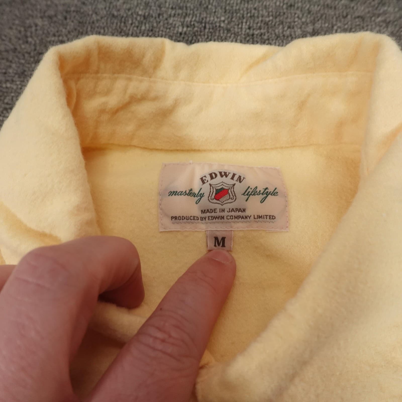 Vintage Edwin Shirt Mens Medium Yellow Flannel Button Front Made In Japan 80s - Thumbnail 7