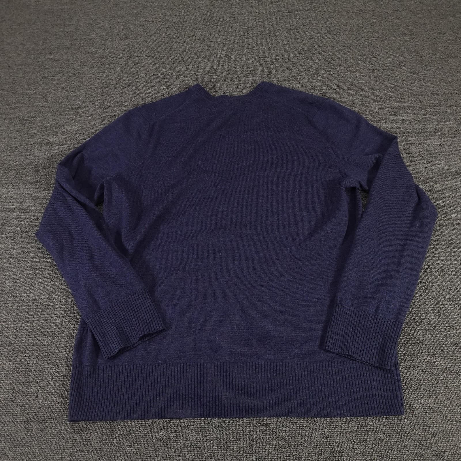 Banana Republic Sweater Mens Large Blue Extra Fine Merino Wool V Neck Pullover - Thumbnail 8
