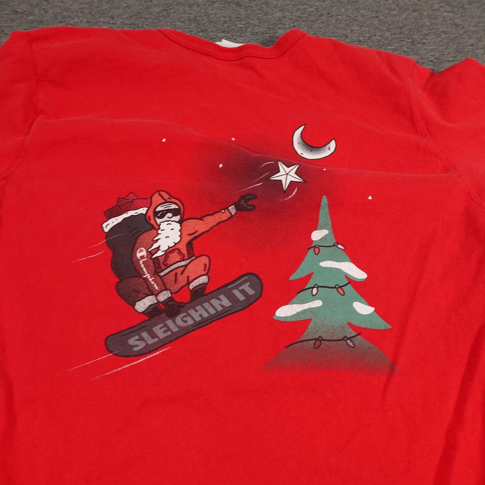 Champion Shirt Mens XL Red Santa Terrain Park Sleighin It Christmas Graphic Tee - Thumbnail 10