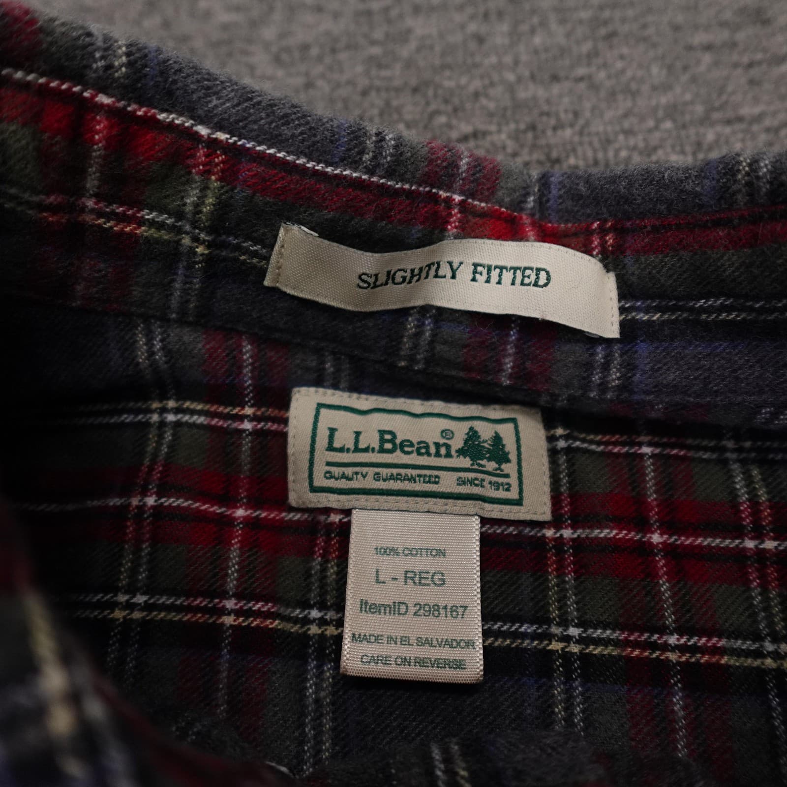 L.L.Bean Shirt Mens Large Gray Plaid Flannel Long Sleeve Button Up Casual - Thumbnail 3