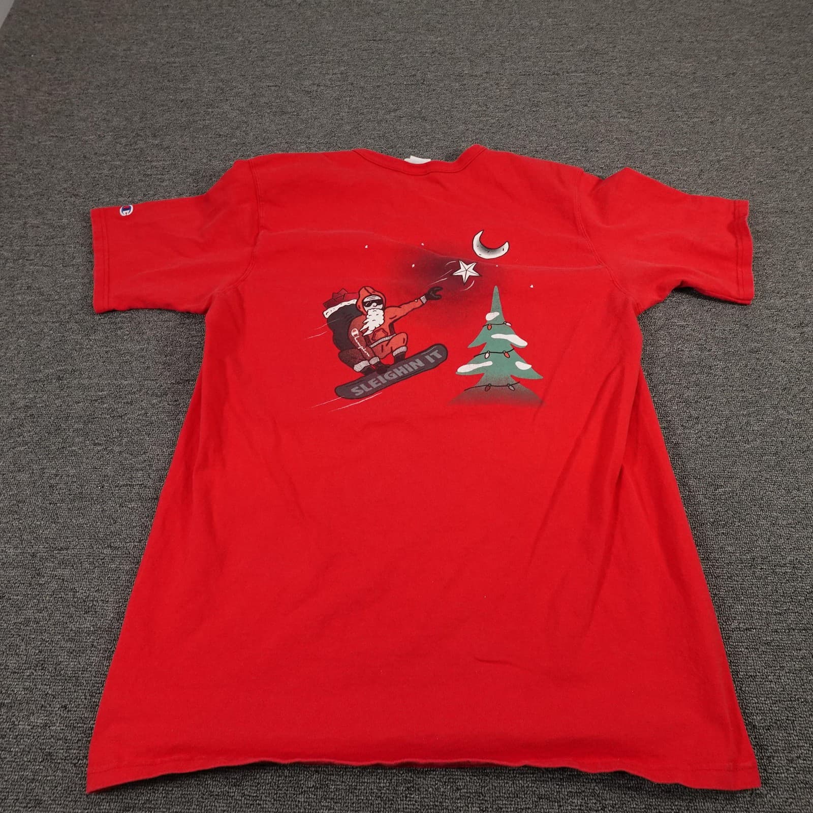 Champion Shirt Mens XL Red Santa Terrain Park Sleighin It Christmas Graphic Tee - Thumbnail 11