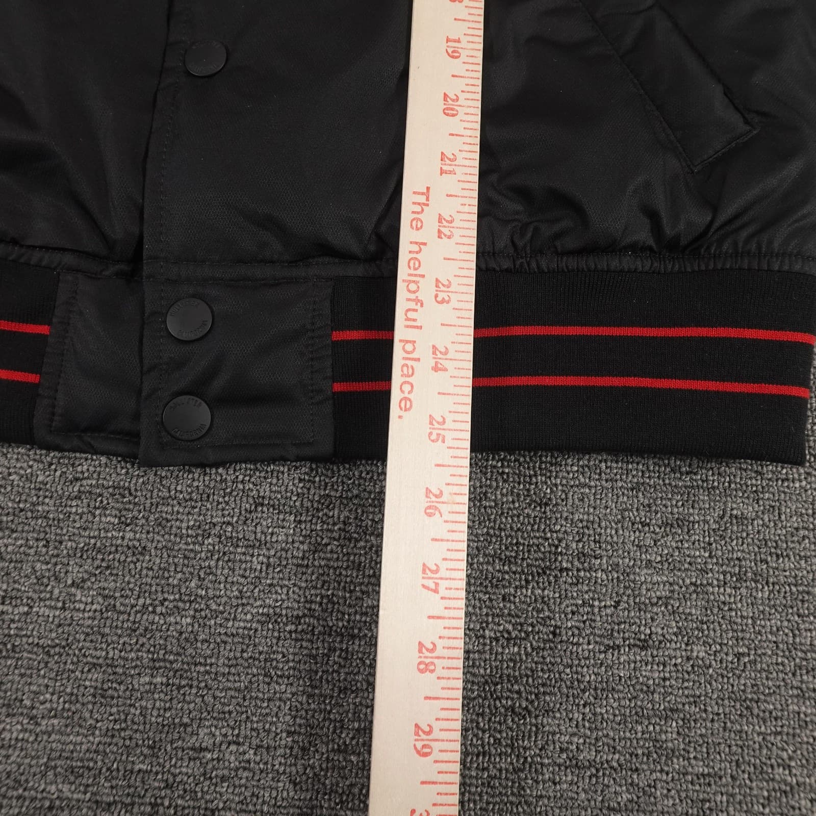 Hollister Varsity Jacket Small Black White Bomber LA Sherpa Lined Rose Patch - Thumbnail 8