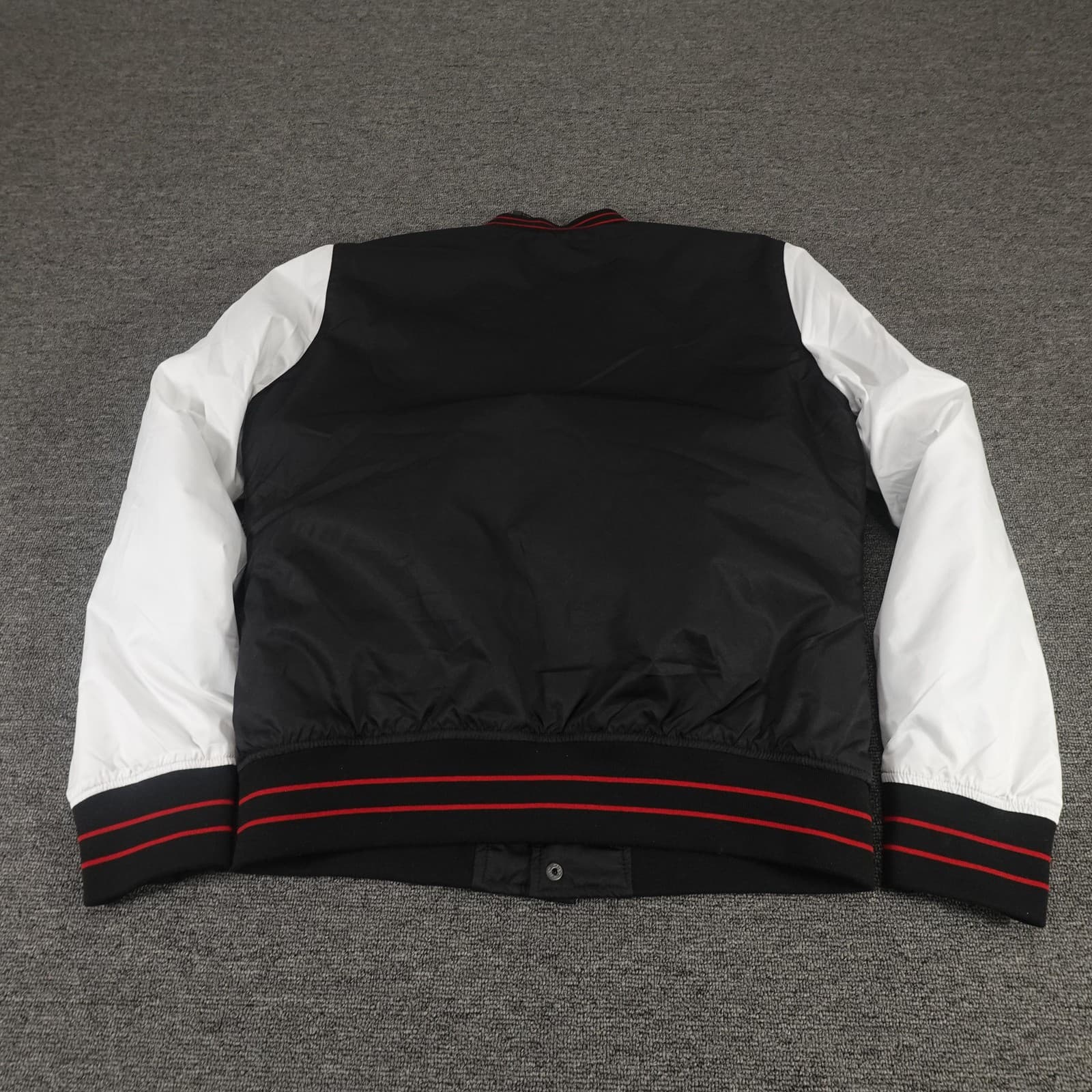 Hollister Varsity Jacket Small Black White Bomber LA Sherpa Lined Rose Patch - Thumbnail 11