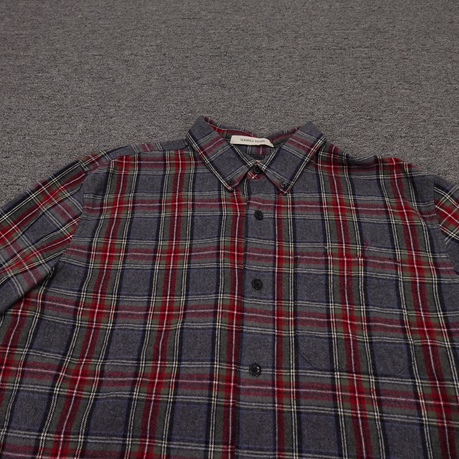 L.L.Bean Shirt Mens Large Gray Plaid Flannel Long Sleeve Button Up Casual - Thumbnail 2