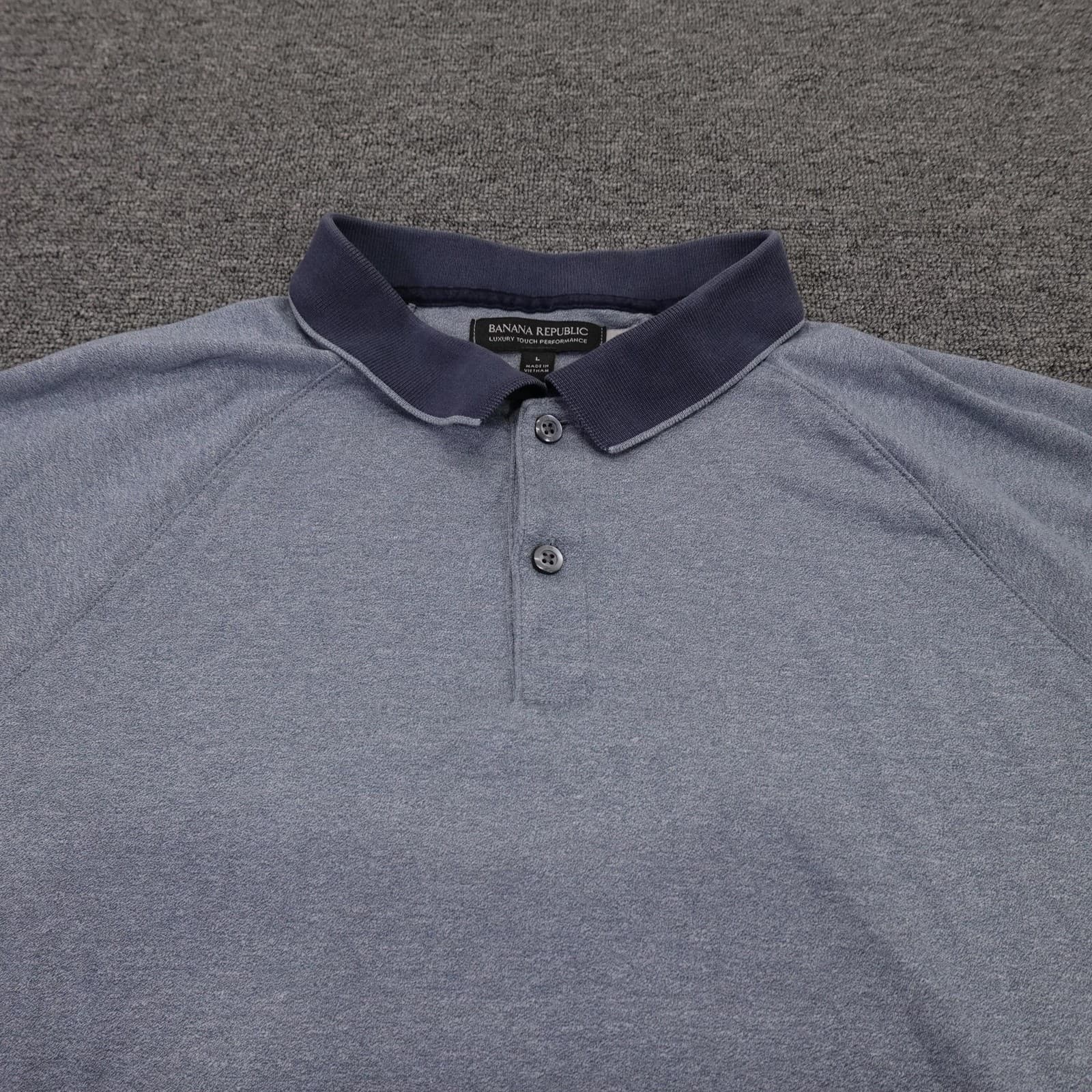 Banana Republic Polo Shirt Mens Large Blue Luxury Touch Performance Cotton - Thumbnail 2