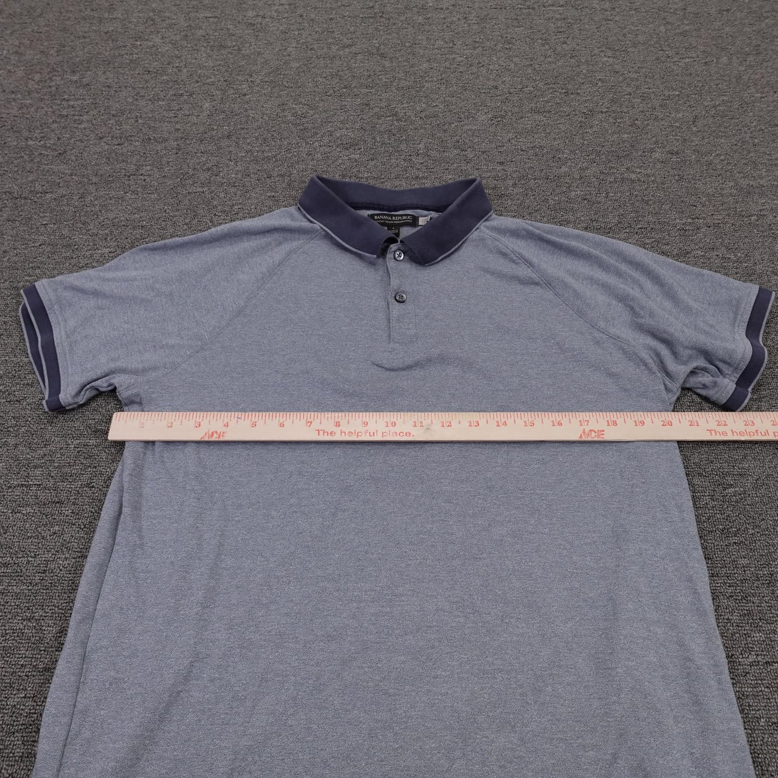 Banana Republic Polo Shirt Mens Large Blue Luxury Touch Performance Cotton - Thumbnail 4