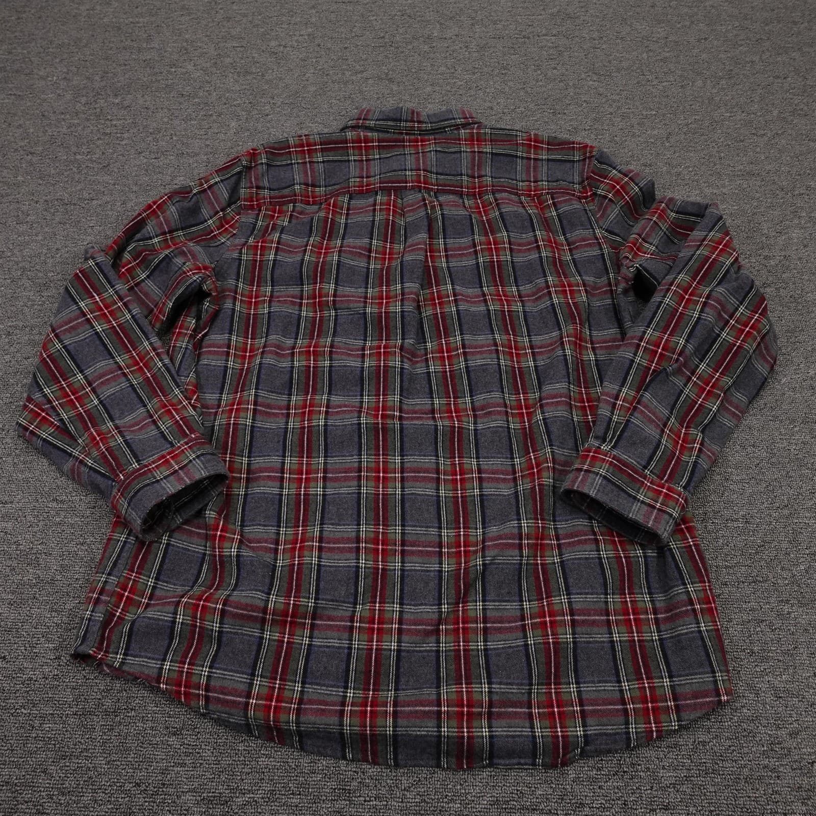 L.L.Bean Shirt Mens Large Gray Plaid Flannel Long Sleeve Button Up Casual - Thumbnail 6