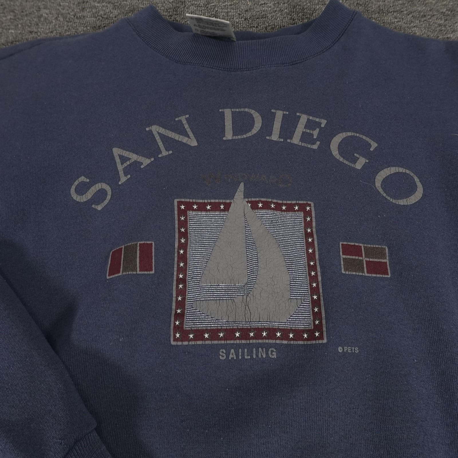 Vintage Tultex Sweatshirt Mens XL Blue San Diego Sailboat Graphic USA Crewneck - Thumbnail 5