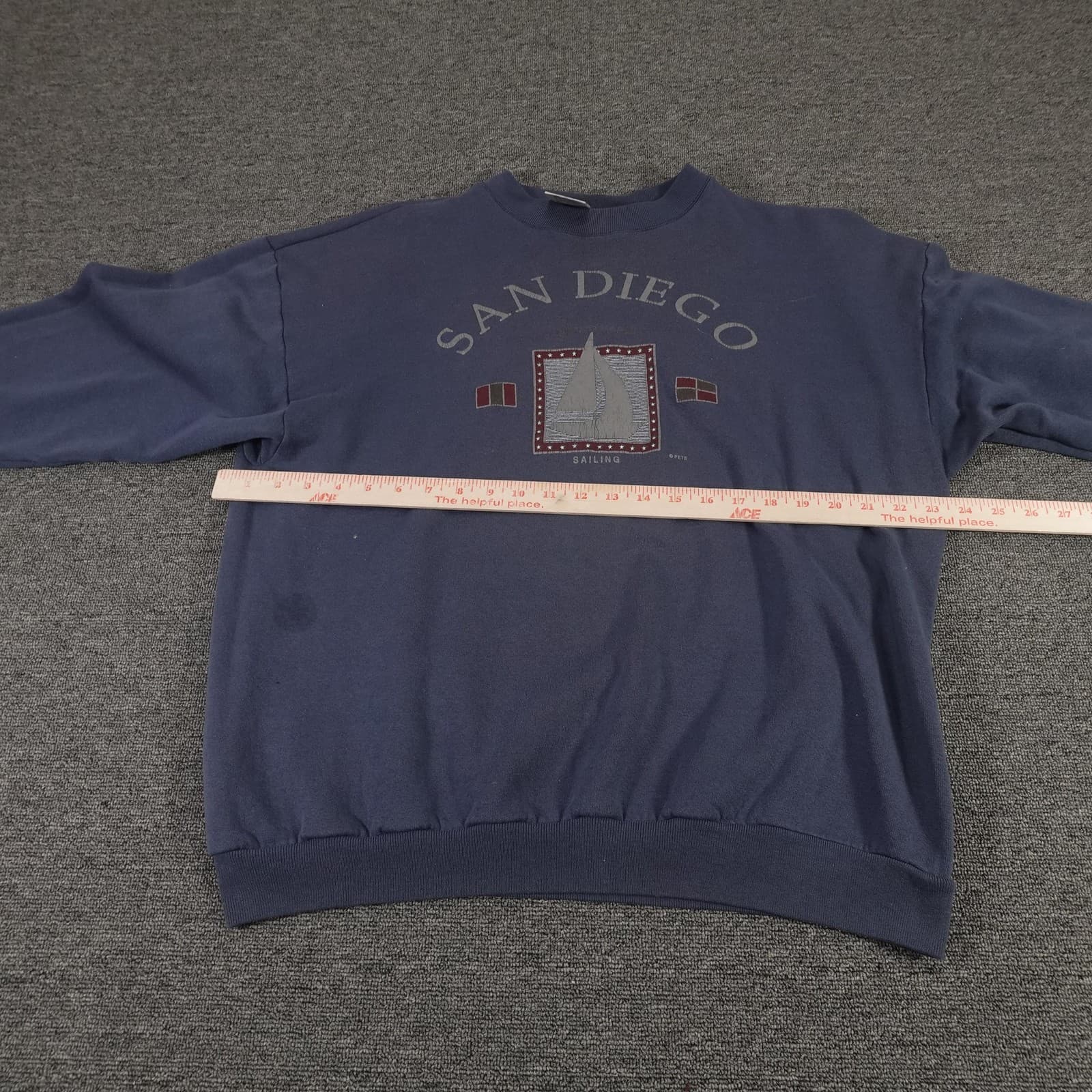 Vintage Tultex Sweatshirt Mens XL Blue San Diego Sailboat Graphic USA Crewneck - Thumbnail 6