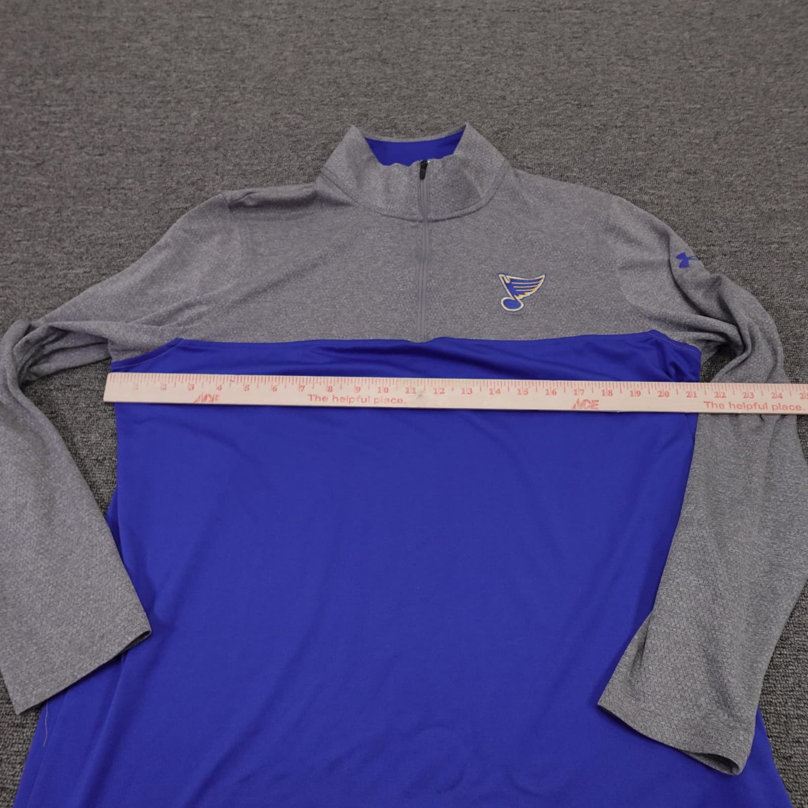 St Louis Blues Shirt Mens Large Blue NHL Hockey Under Armour 1/4 Zip Pullover - Thumbnail 4