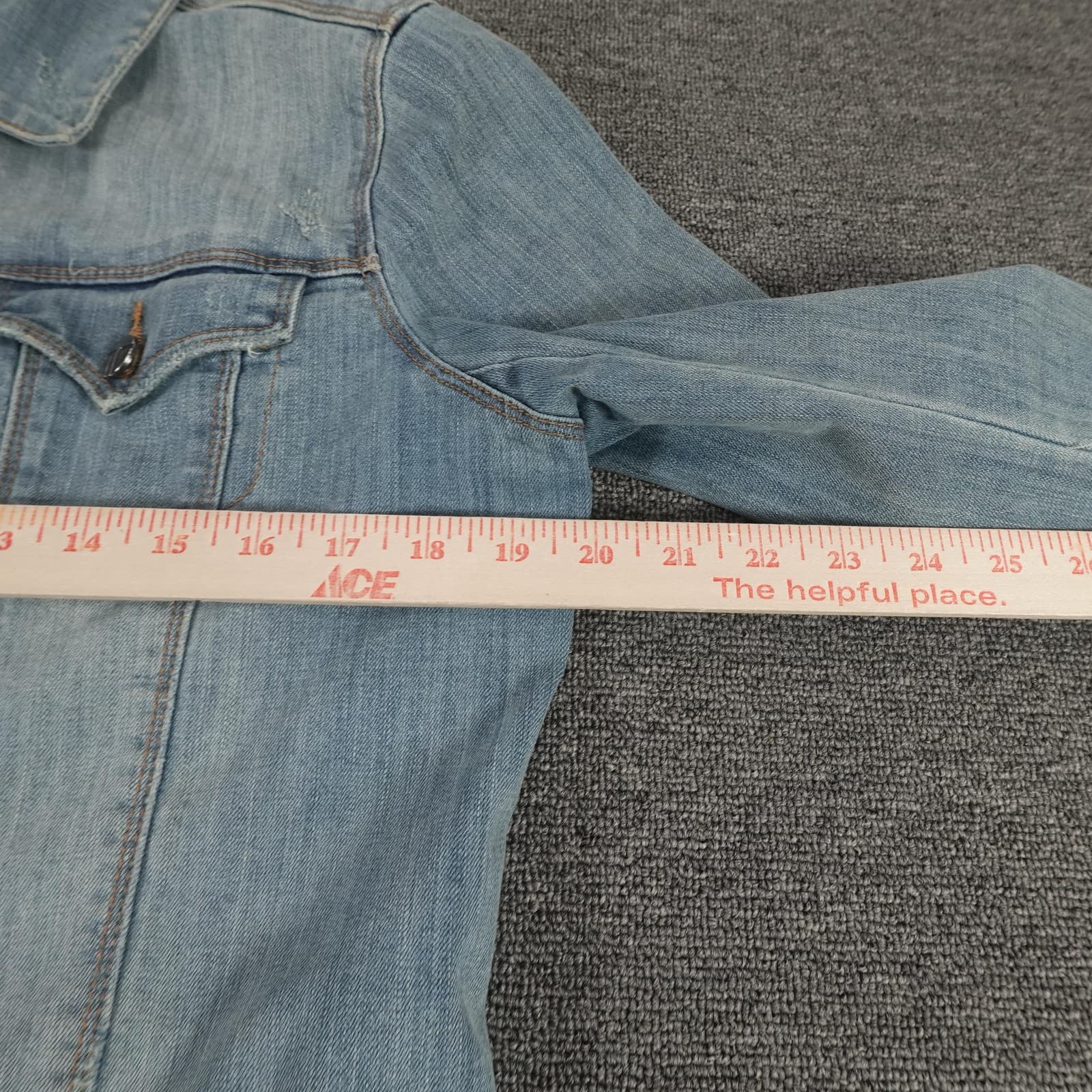 Tractr Denim Jacket Womens Medium Blue Light Wash Button Front Classic Casual - Thumbnail 5