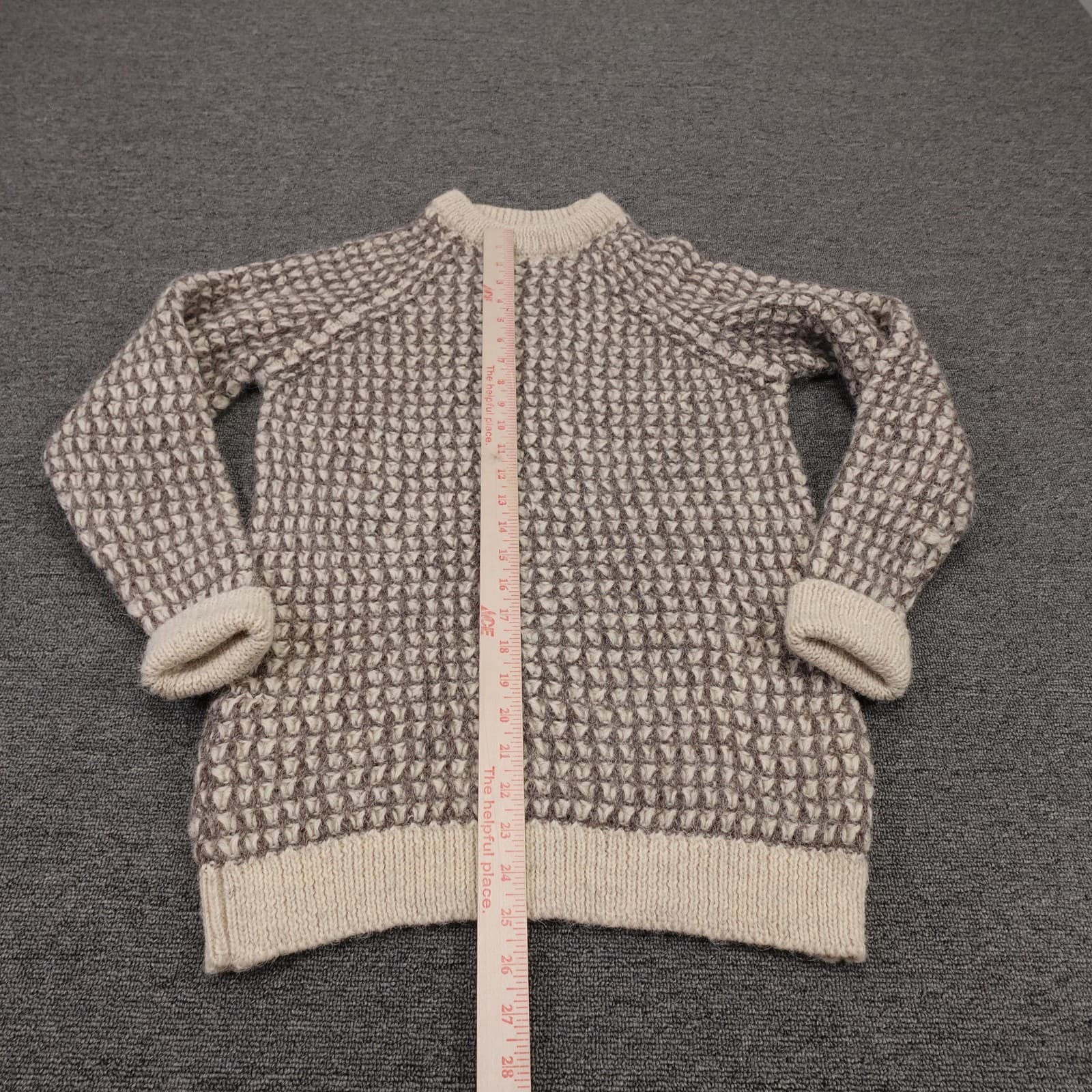 Vintage Thomas Hardie Sweater Mens Small Gray Waffle Wool Crewneck Heavy UK - Thumbnail 6