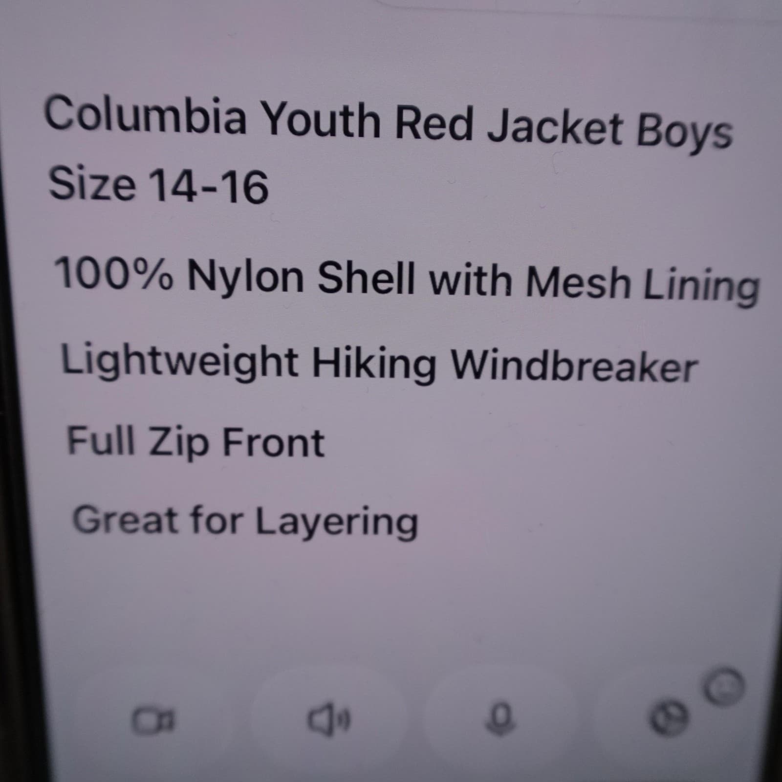 Columbia Jacket Boys 14-16 Red Hooded Lightweight Hiking Windbreaker Colorblock - Thumbnail 8