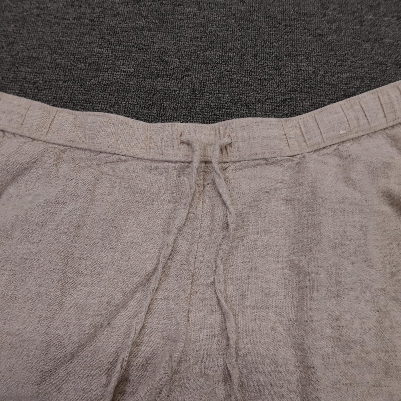 Abercrombie & Fitch Sweat Shorts Womens L Petite Beige Linen Lined Drawstring - Thumbnail 2