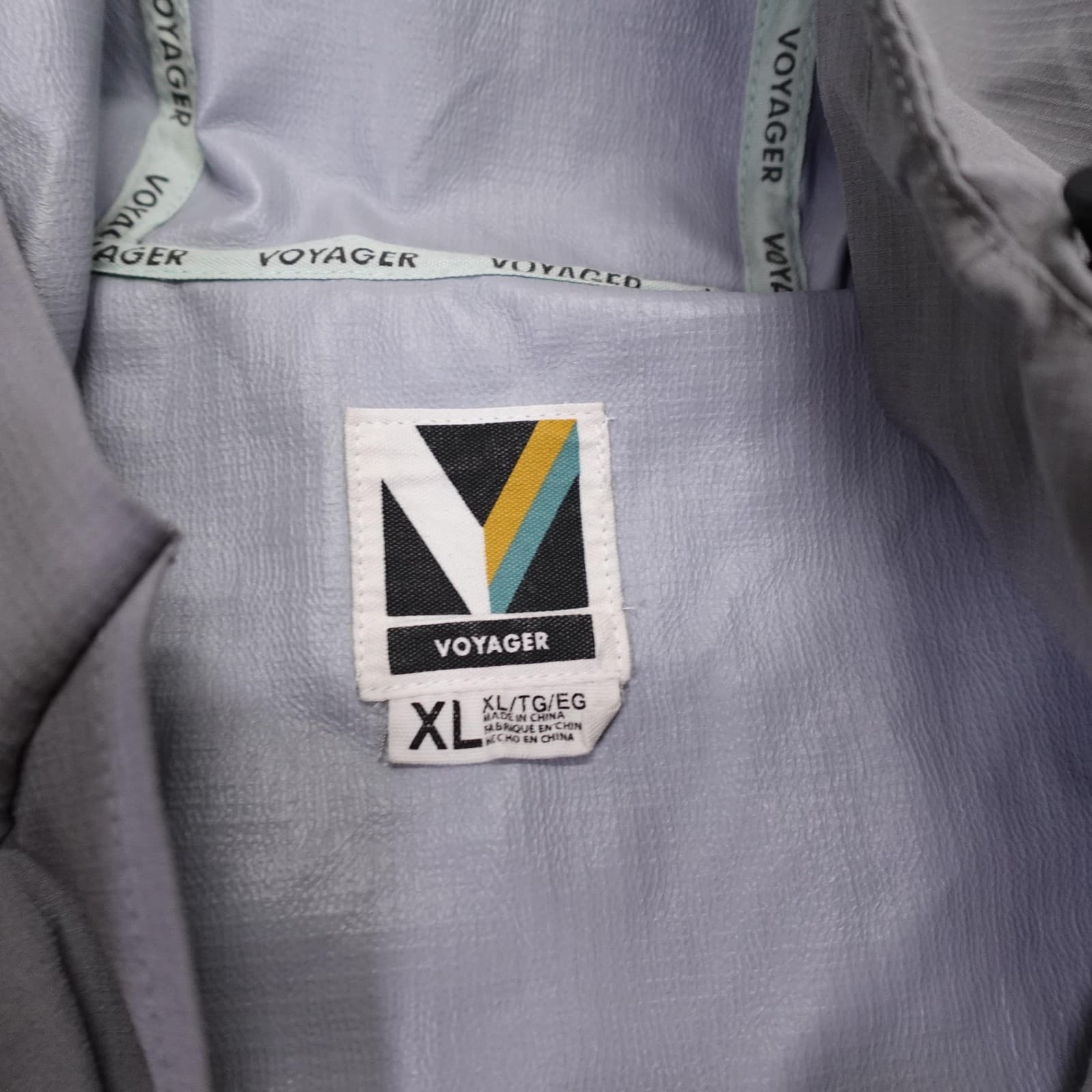 Voyager Jacket Mens XL Gray Hooded Waterproof Rain Windbreaker Full Zip - Thumbnail 3