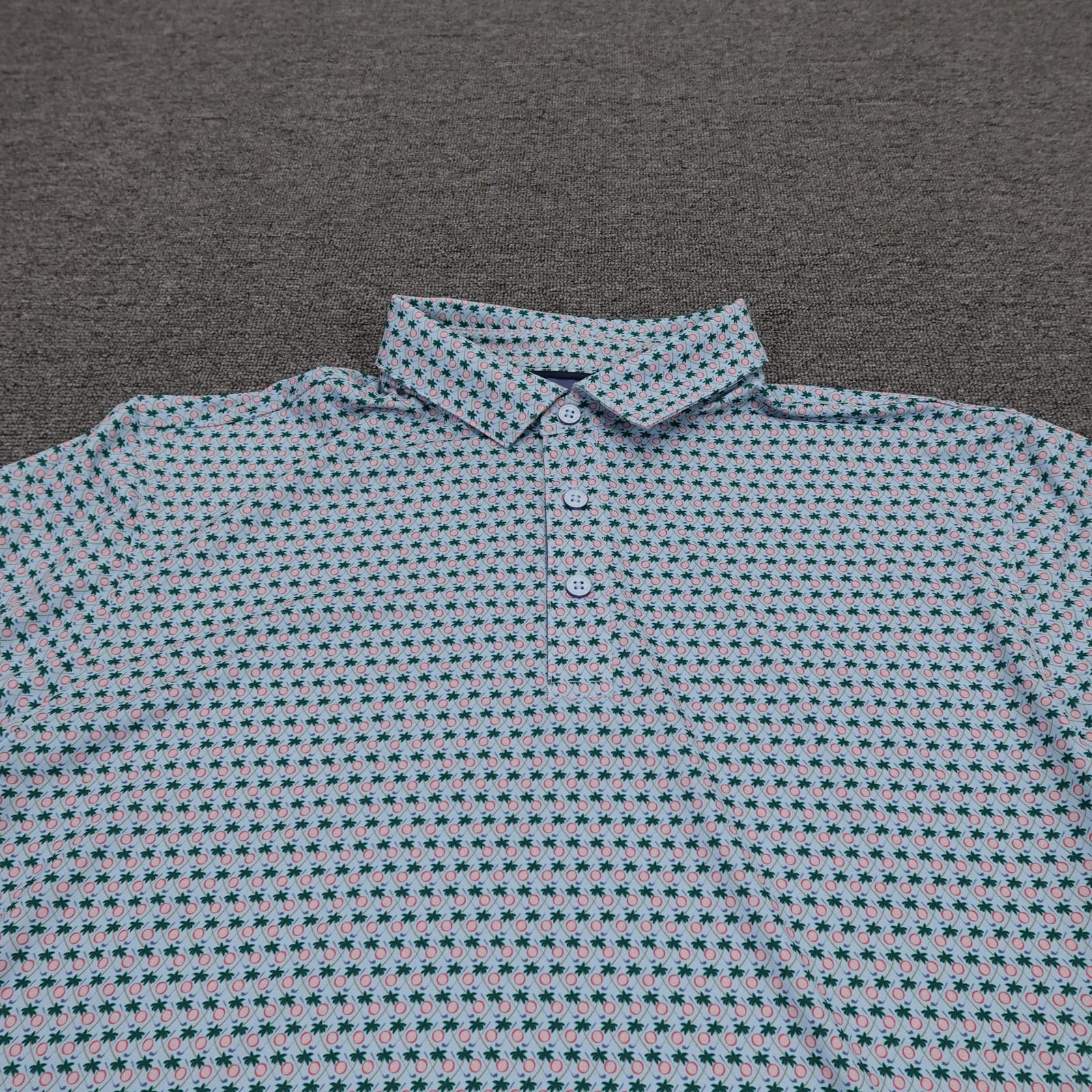 Walter Hagen Polo Shirt Mens Medium Blue Golf Print Performance Stretch Jersey - Thumbnail 2