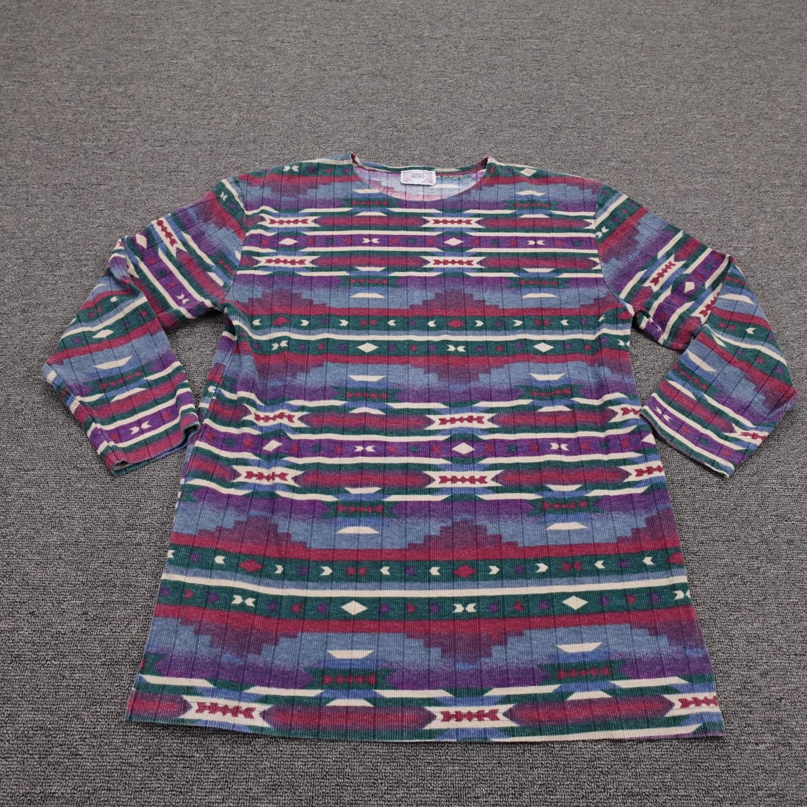 Vintage Ashly Brent Shirt Medium Multicolor Aztec Southwestern Tunic Top Boho