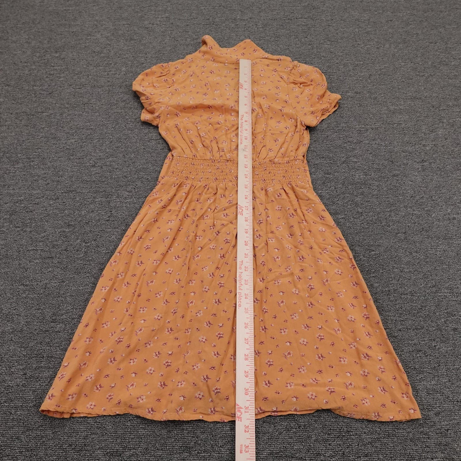 American Eagle Outfitters Dress Womens XS Orange Floral Button Shirt Fit & Flare - Thumbnail 4