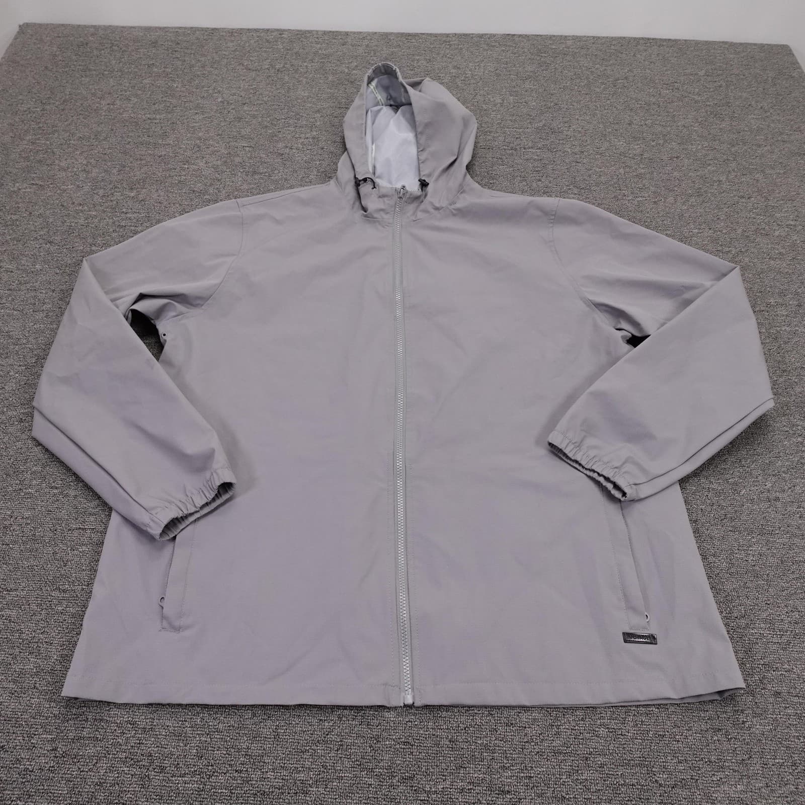 Voyager Jacket Mens XL Gray Hooded Waterproof Rain Windbreaker Full Zip
