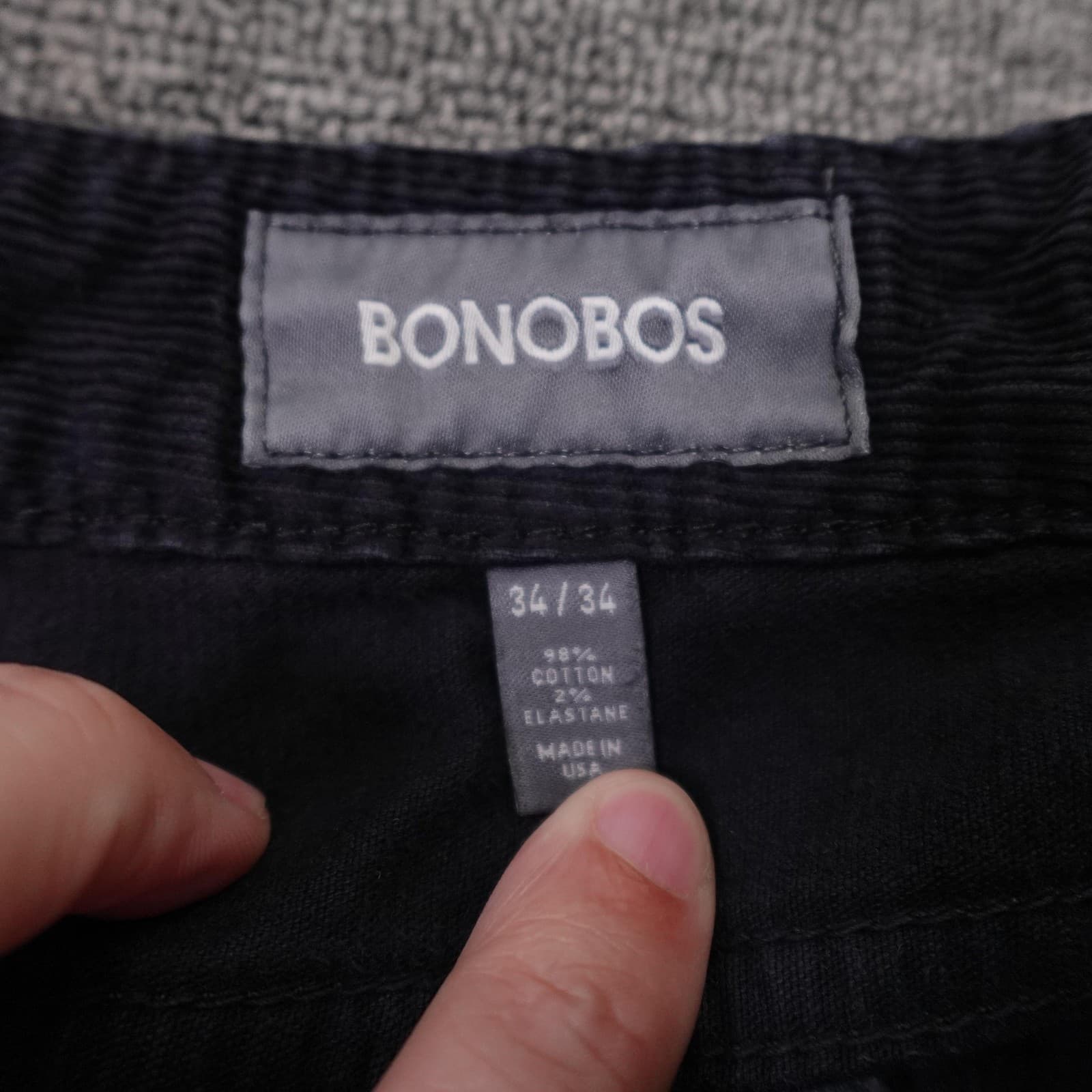 Bonobos Pants Mens 34x34 Blue Corduroy Chino Regular Fit 5 Pocket Stretch Casual - Thumbnail 5