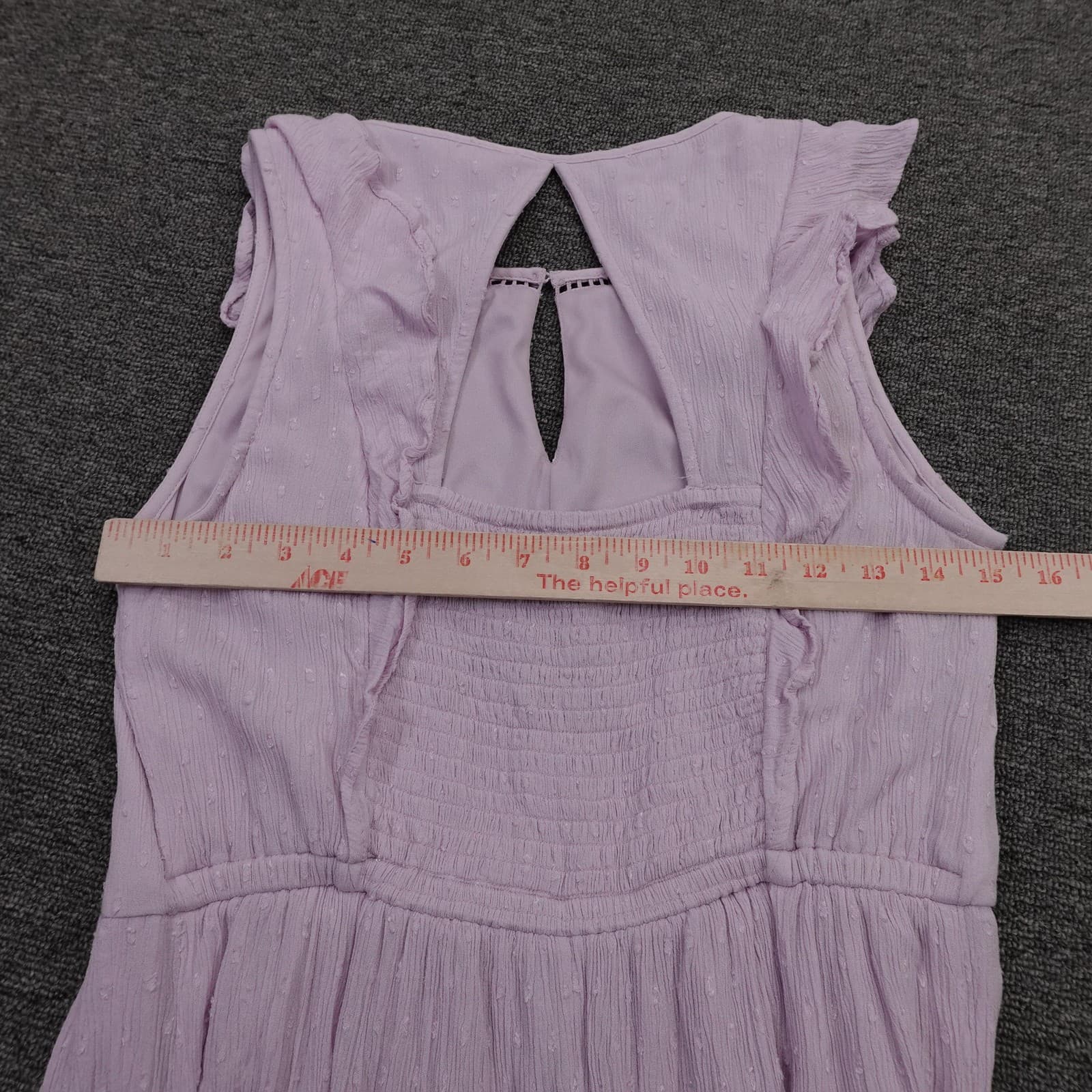 Old Navy Dress Medium Purple Maxi Swiss Dot Ruffle Flutter Lined Summer - Thumbnail 4