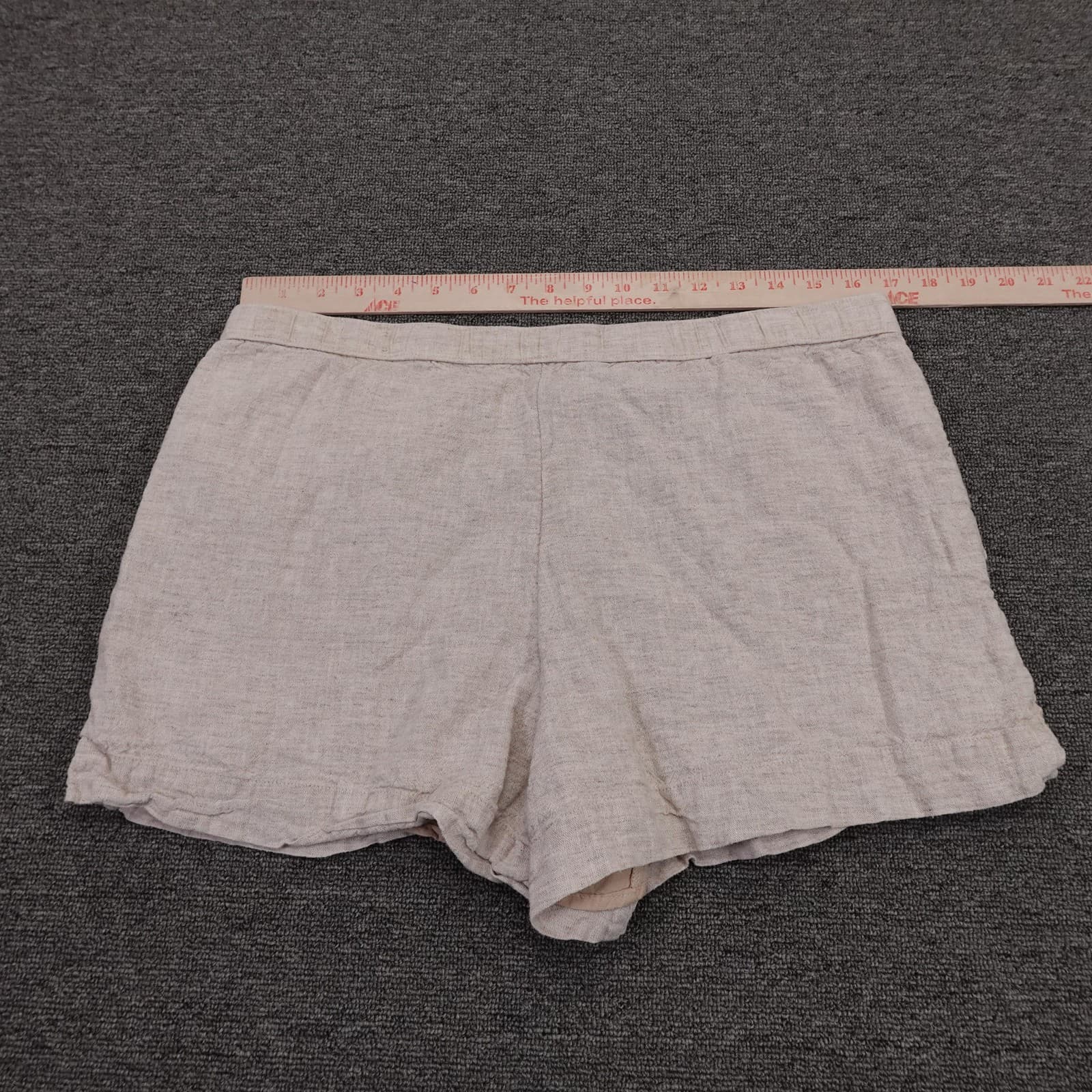 Abercrombie & Fitch Sweat Shorts Womens L Petite Beige Linen Lined Drawstring - Thumbnail 6