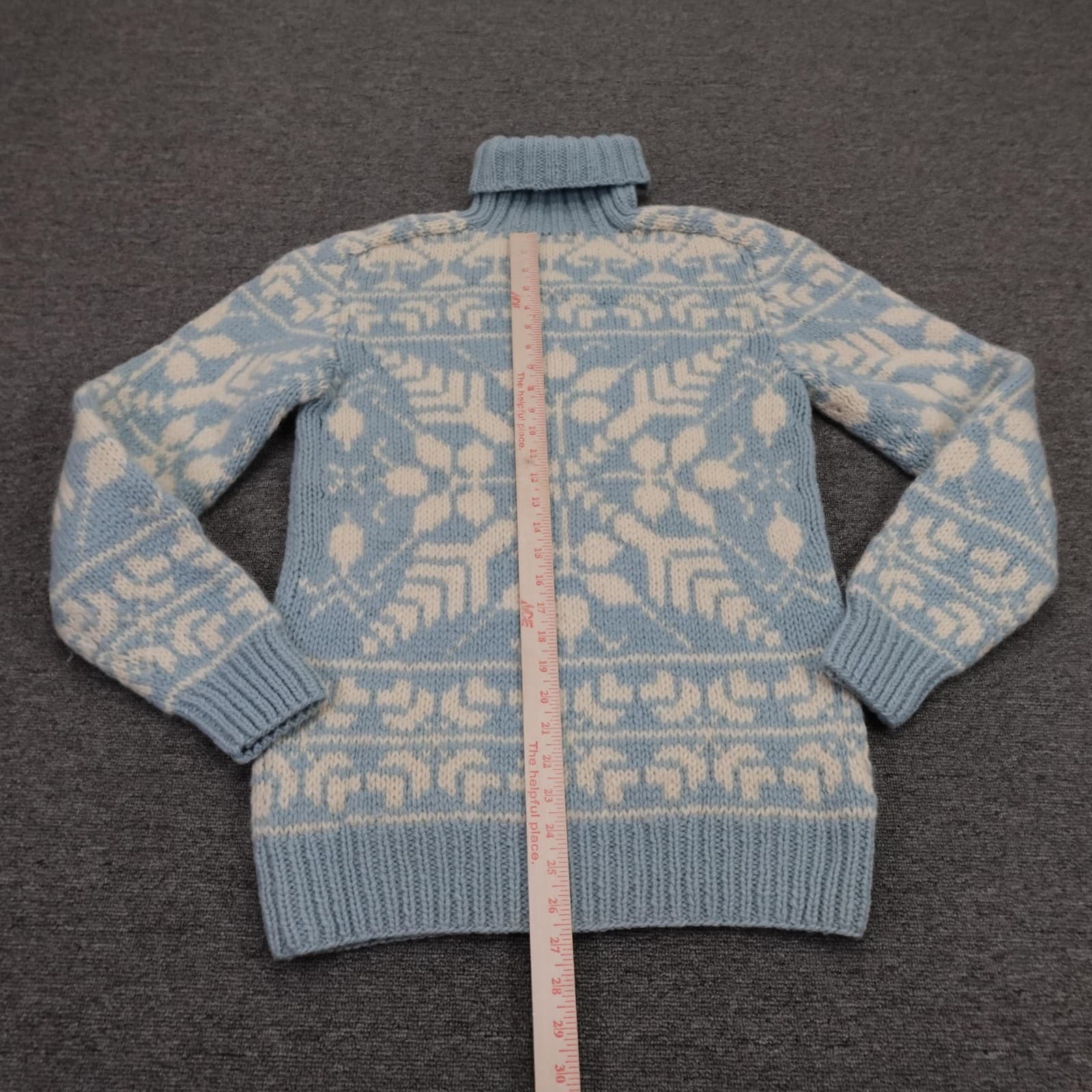 Vintage Eddie Bauer Sweater Womens Large Blue Wool Fair Isle Turtleneck Ski - Thumbnail 5