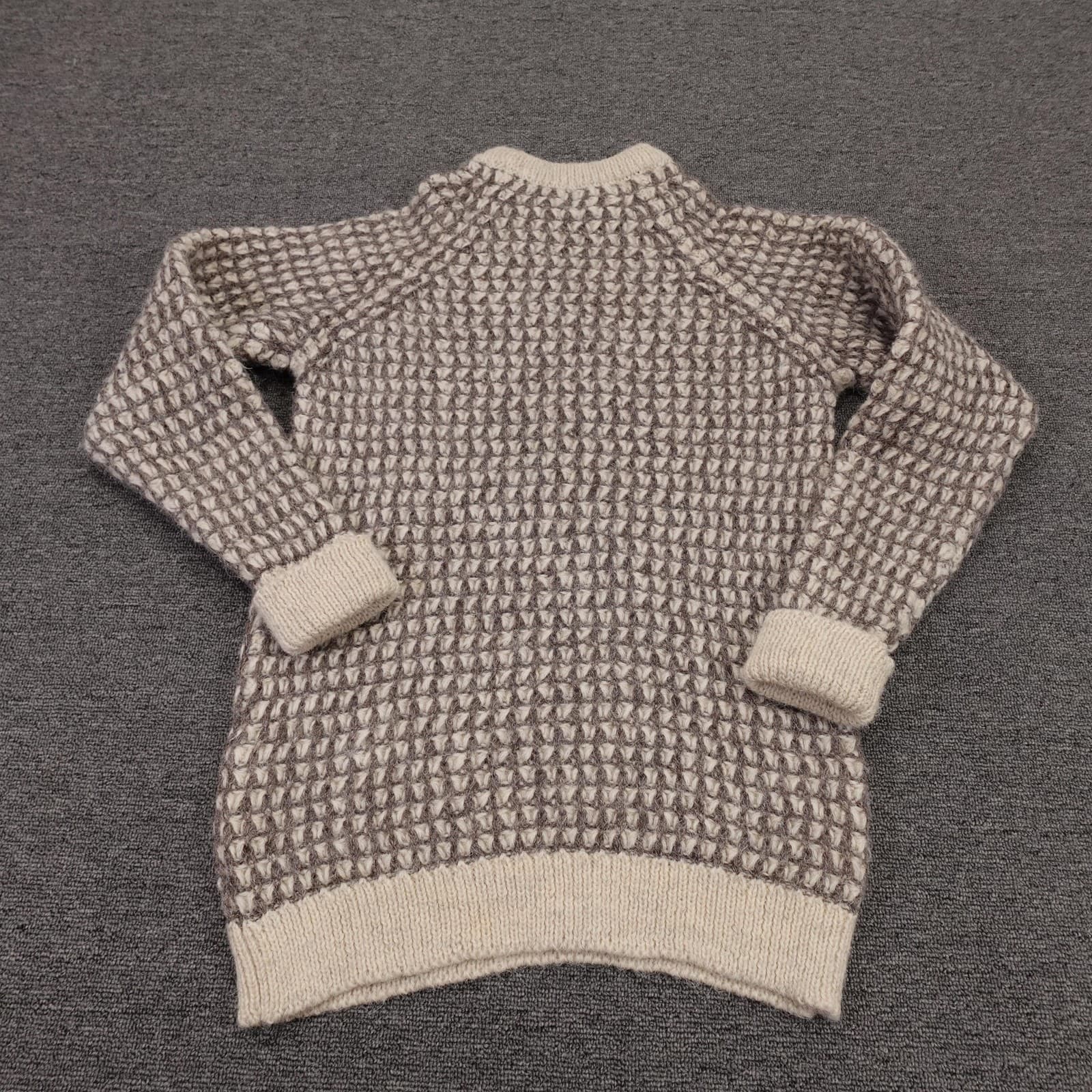 Vintage Thomas Hardie Sweater Mens Small Gray Waffle Wool Crewneck Heavy UK - Thumbnail 7