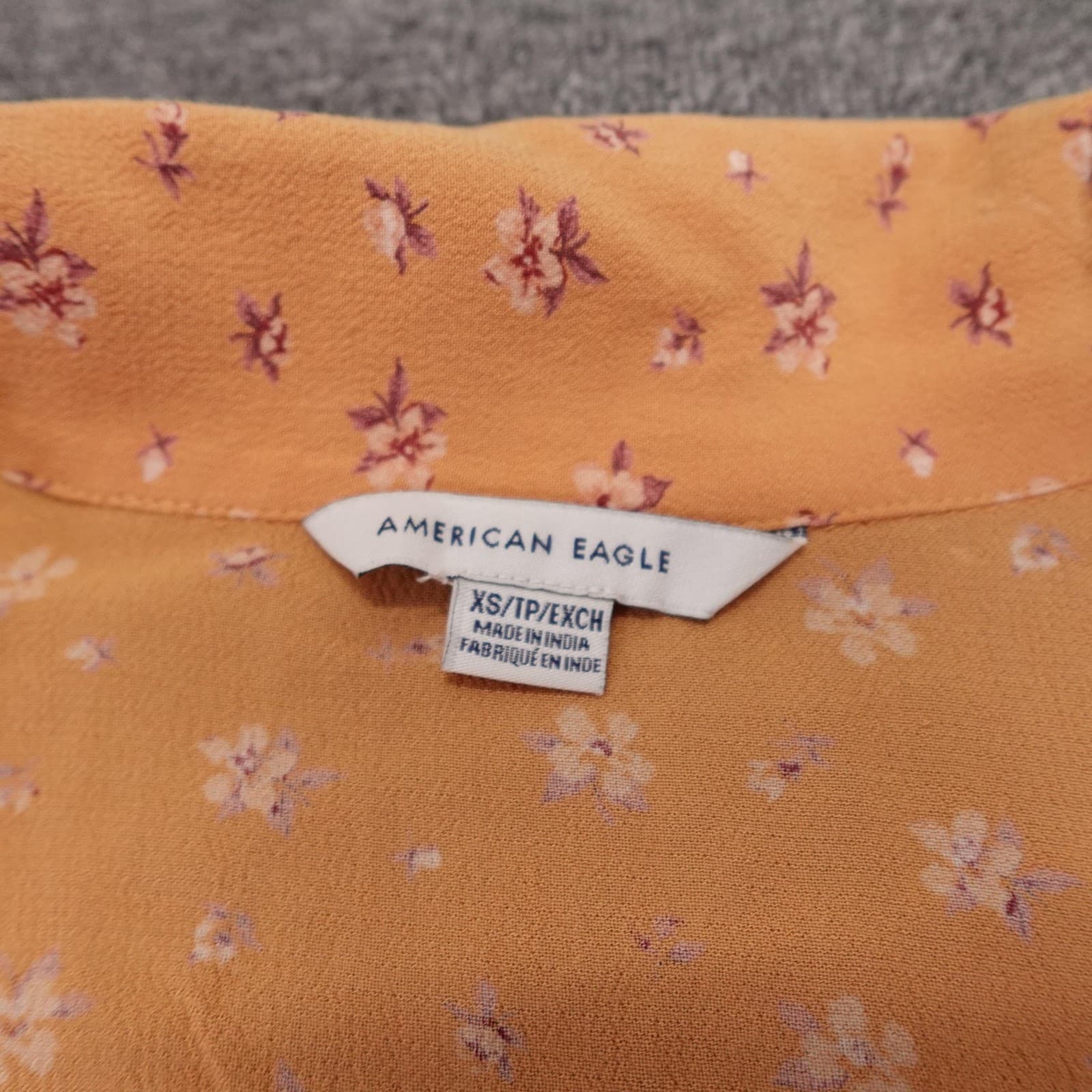 American Eagle Outfitters Dress Womens XS Orange Floral Button Shirt Fit & Flare - Thumbnail 2