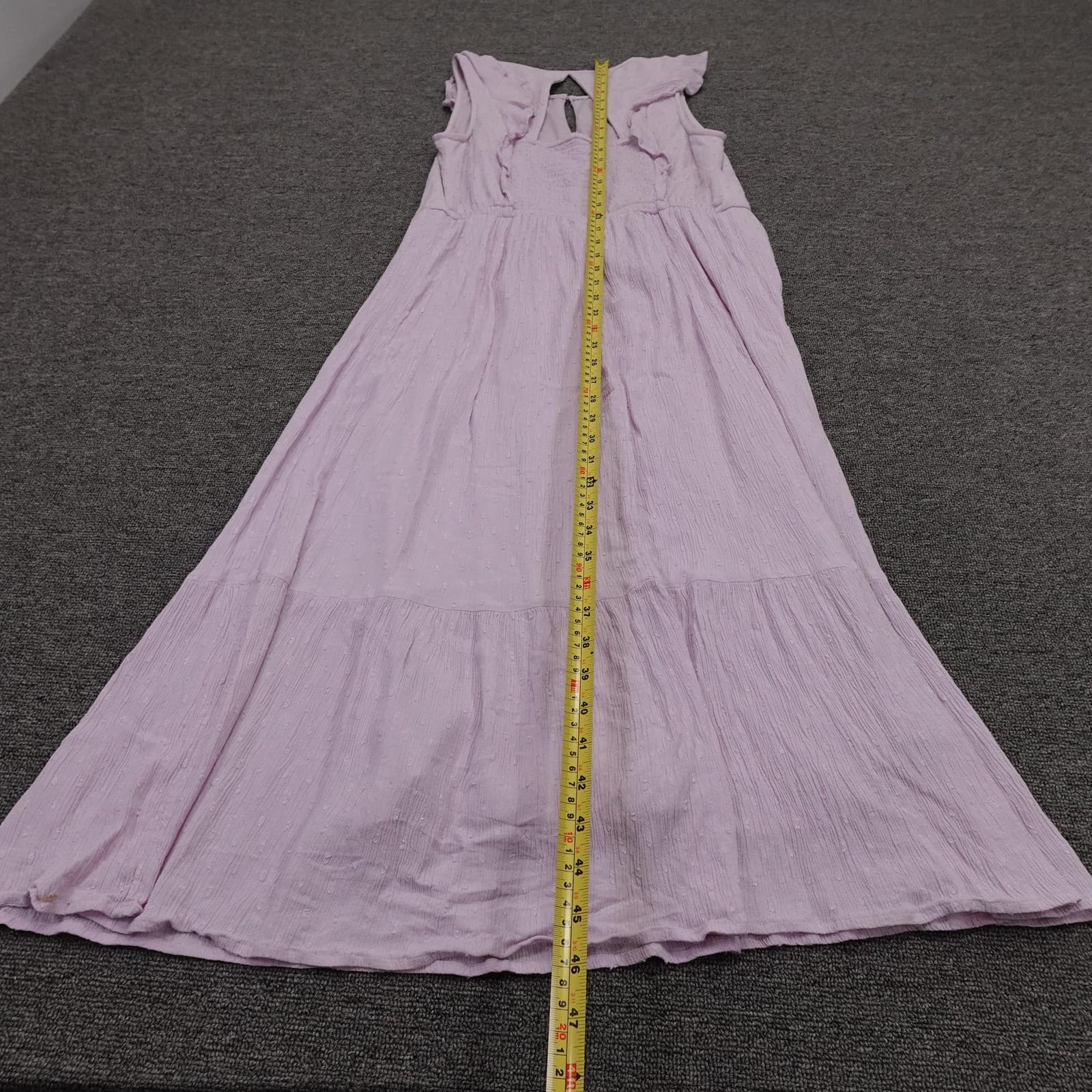 Old Navy Dress Medium Purple Maxi Swiss Dot Ruffle Flutter Lined Summer - Thumbnail 6