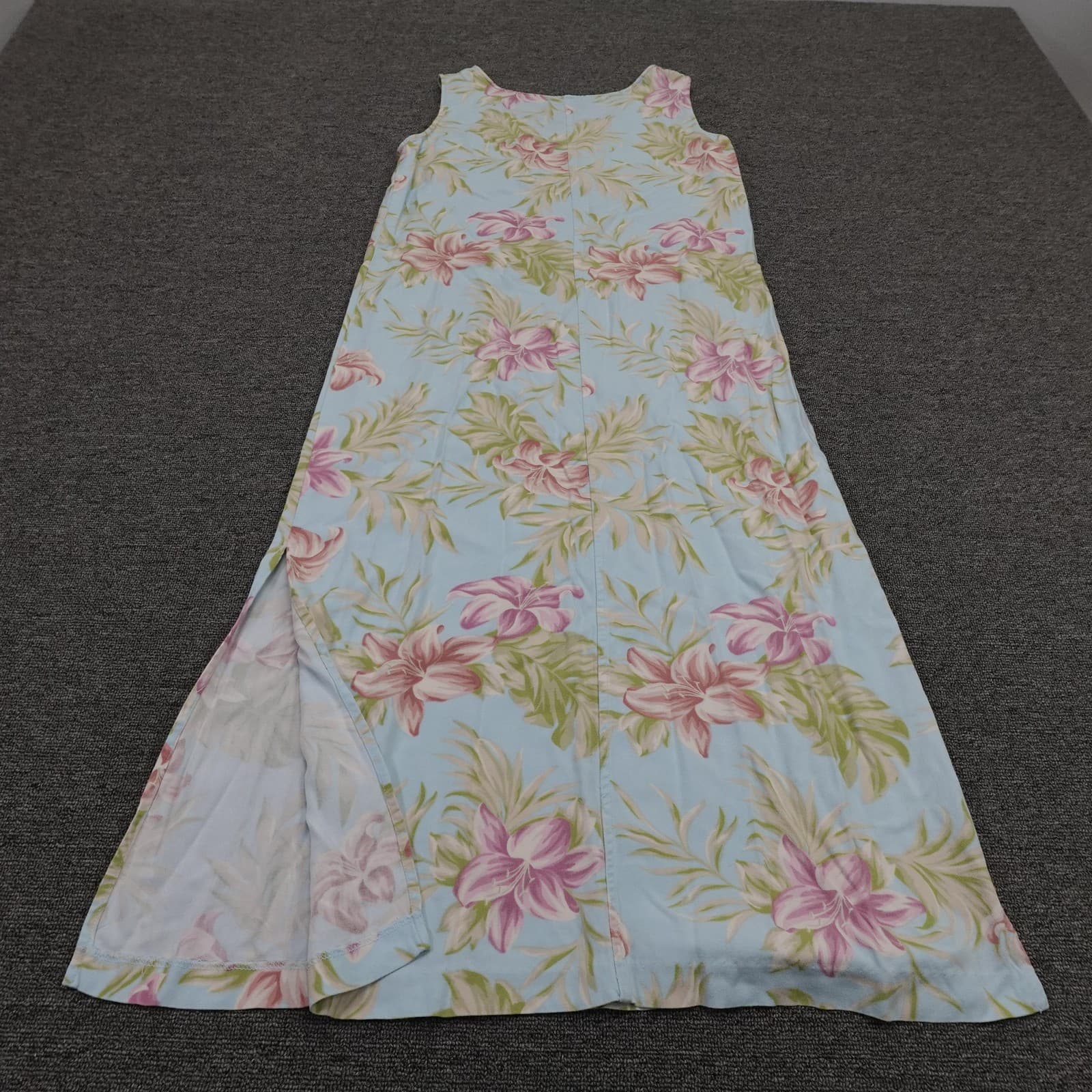 Tahiti Reef Club Dress Womens Medium Blue Tropical Floral Maxi Sundress - Thumbnail 5