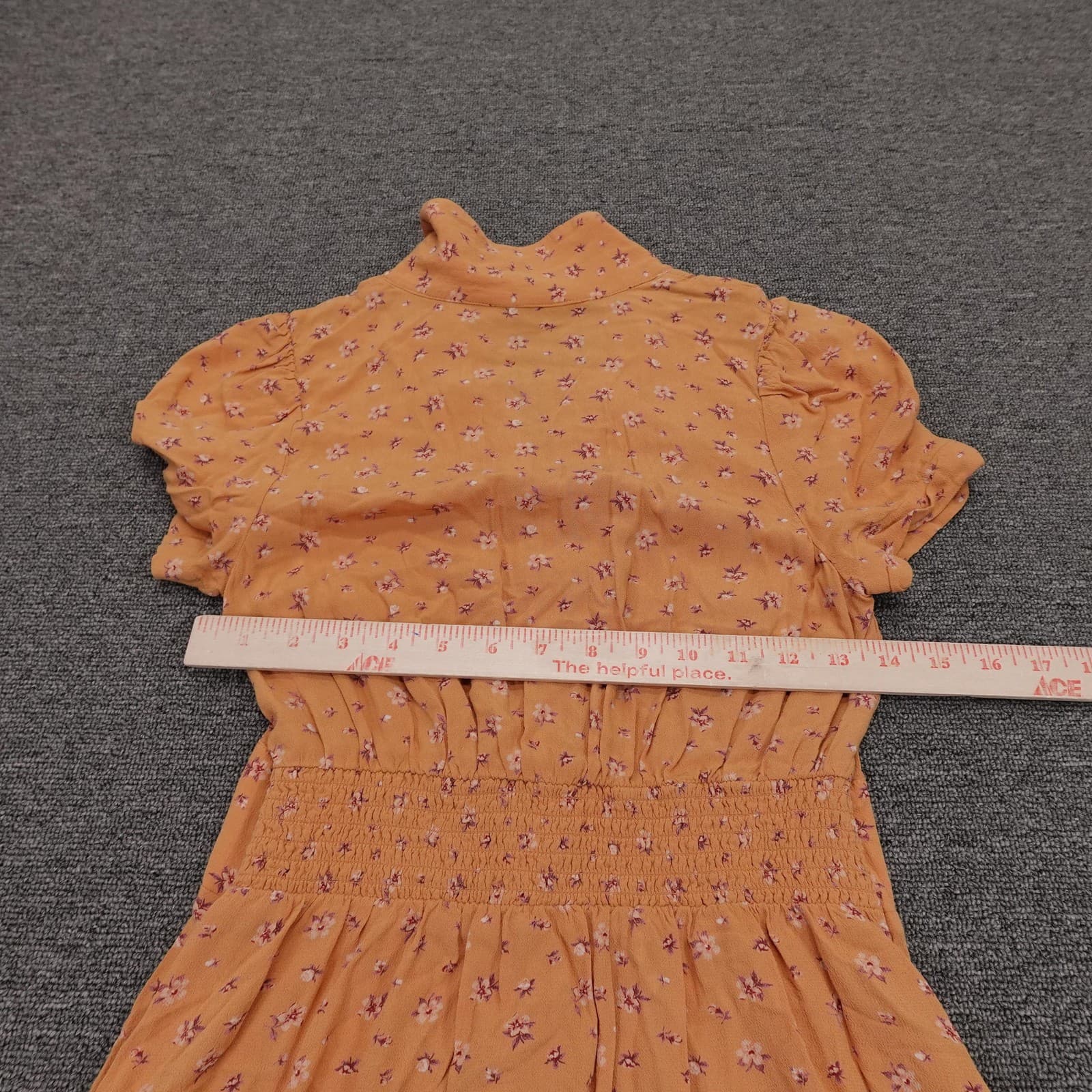 American Eagle Outfitters Dress Womens XS Orange Floral Button Shirt Fit & Flare - Thumbnail 3