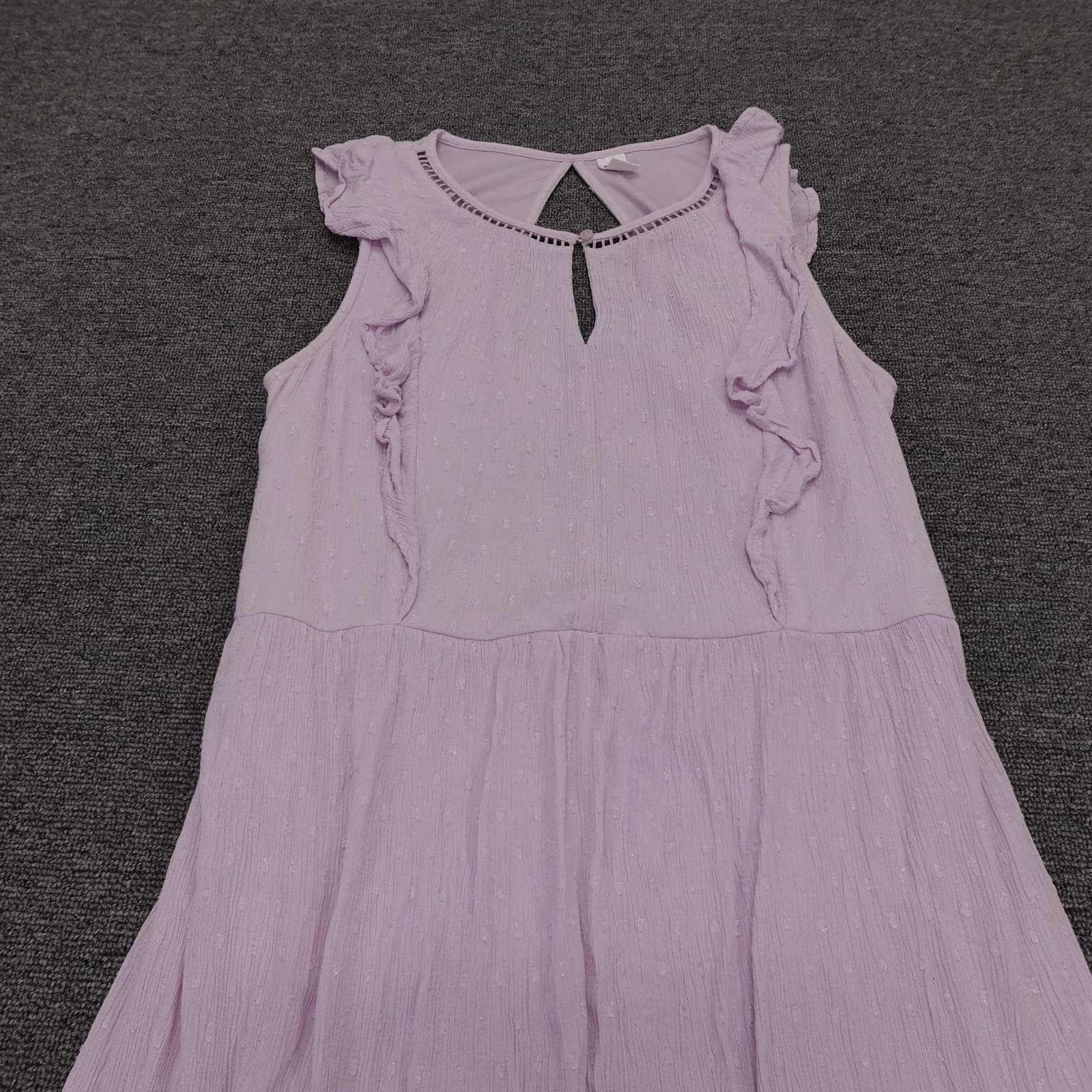 Old Navy Dress Medium Purple Maxi Swiss Dot Ruffle Flutter Lined Summer - Thumbnail 2
