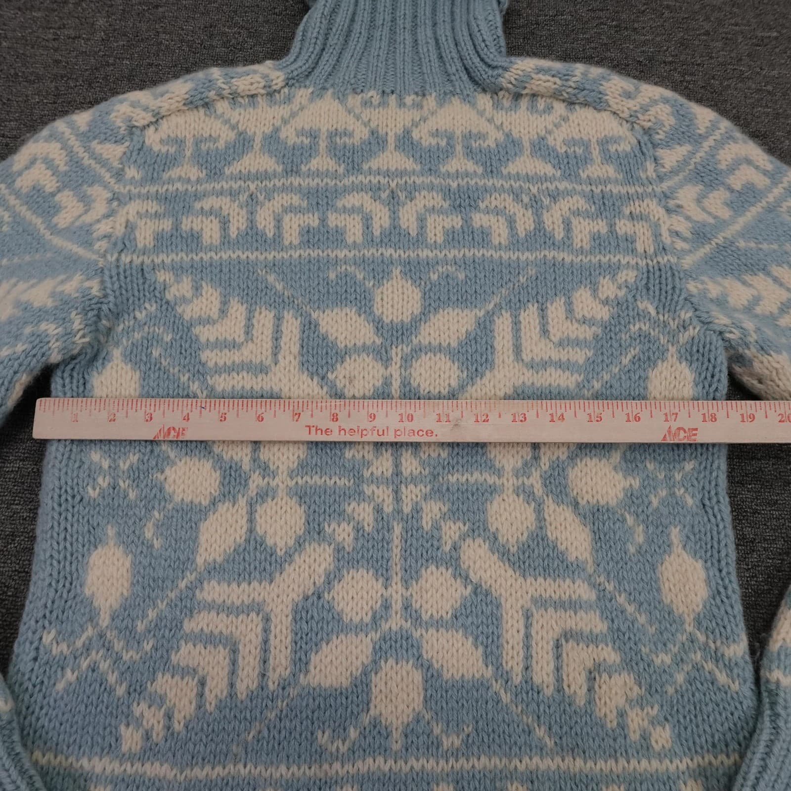 Vintage Eddie Bauer Sweater Womens Large Blue Wool Fair Isle Turtleneck Ski - Thumbnail 4