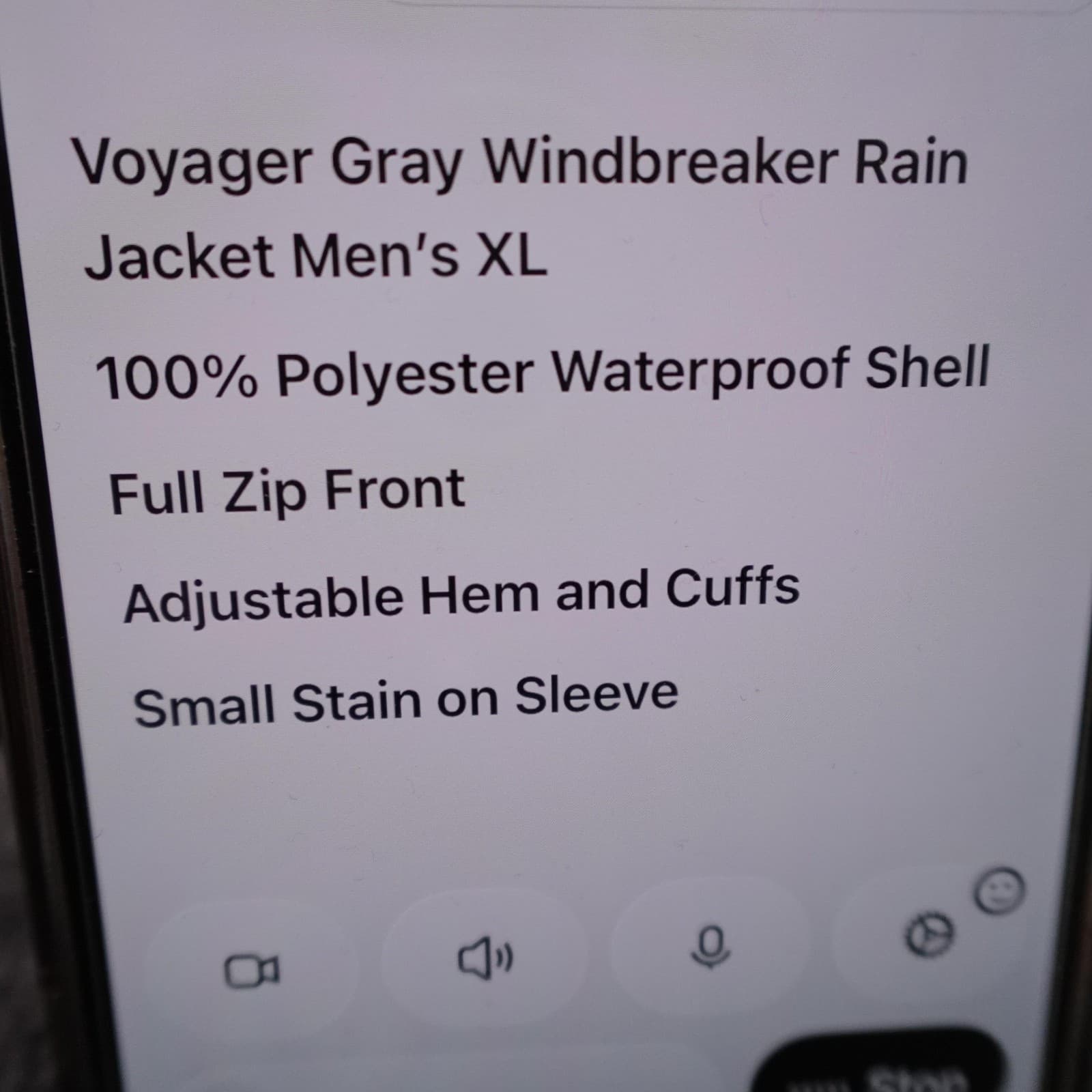 Voyager Jacket Mens XL Gray Hooded Waterproof Rain Windbreaker Full Zip - Thumbnail 9