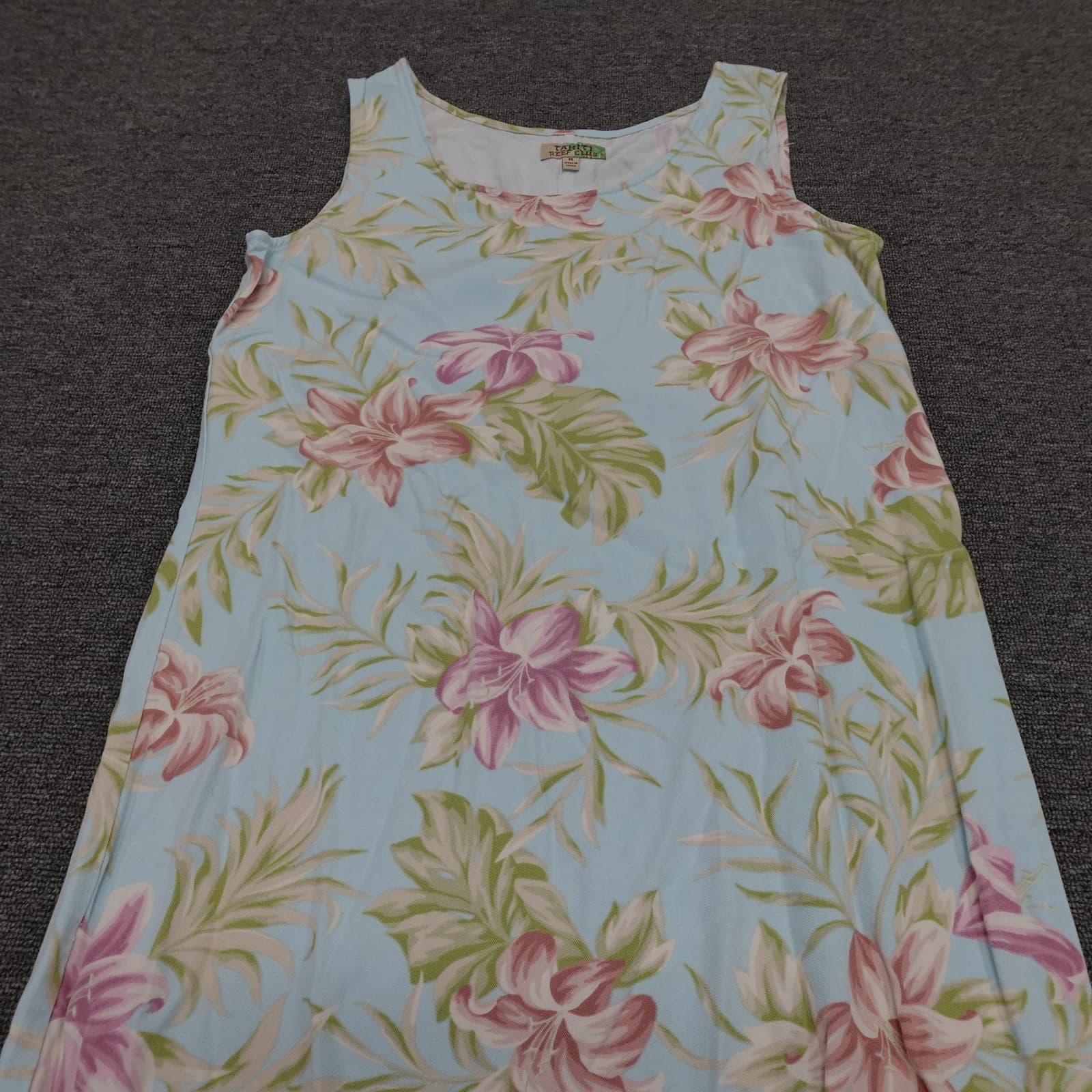 Tahiti Reef Club Dress Womens Medium Blue Tropical Floral Maxi Sundress - Thumbnail 2