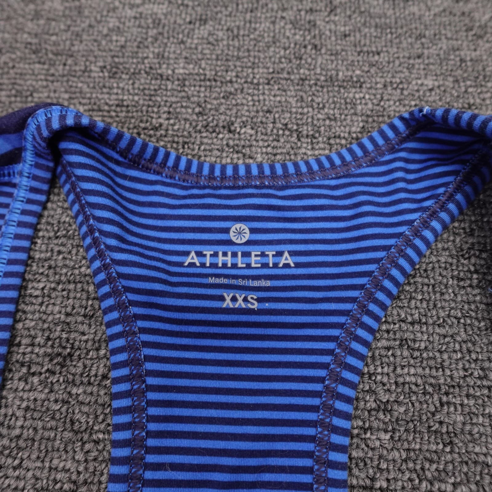 Athleta Tank Top Womens XXS Blue Striped Racerback Scoop Neck Athletic Yoga - Thumbnail 3