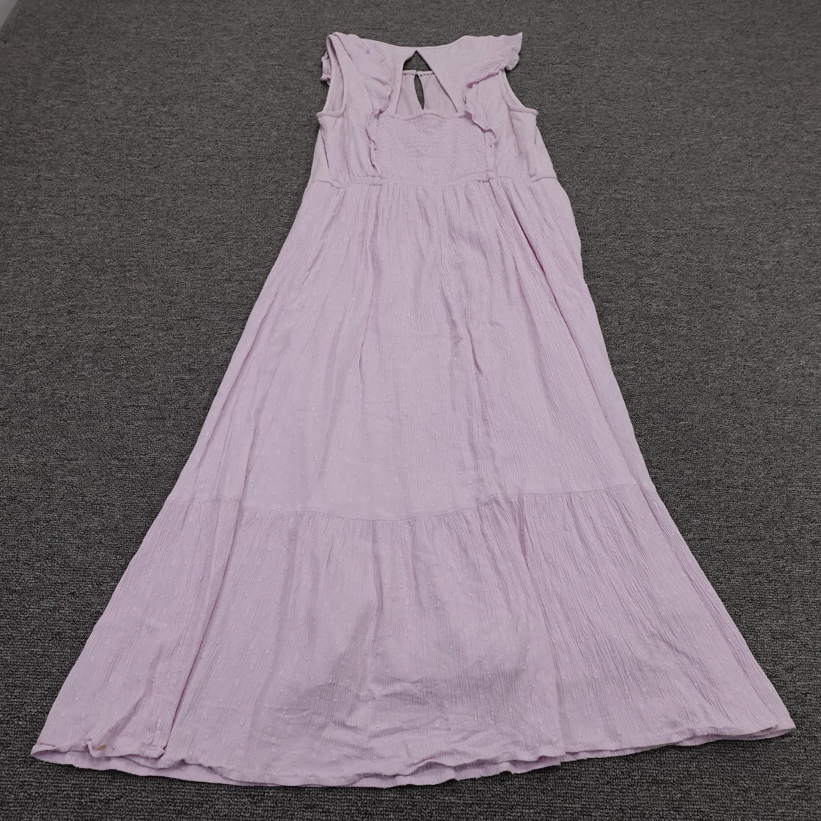 Old Navy Dress Medium Purple Maxi Swiss Dot Ruffle Flutter Lined Summer - Thumbnail 5