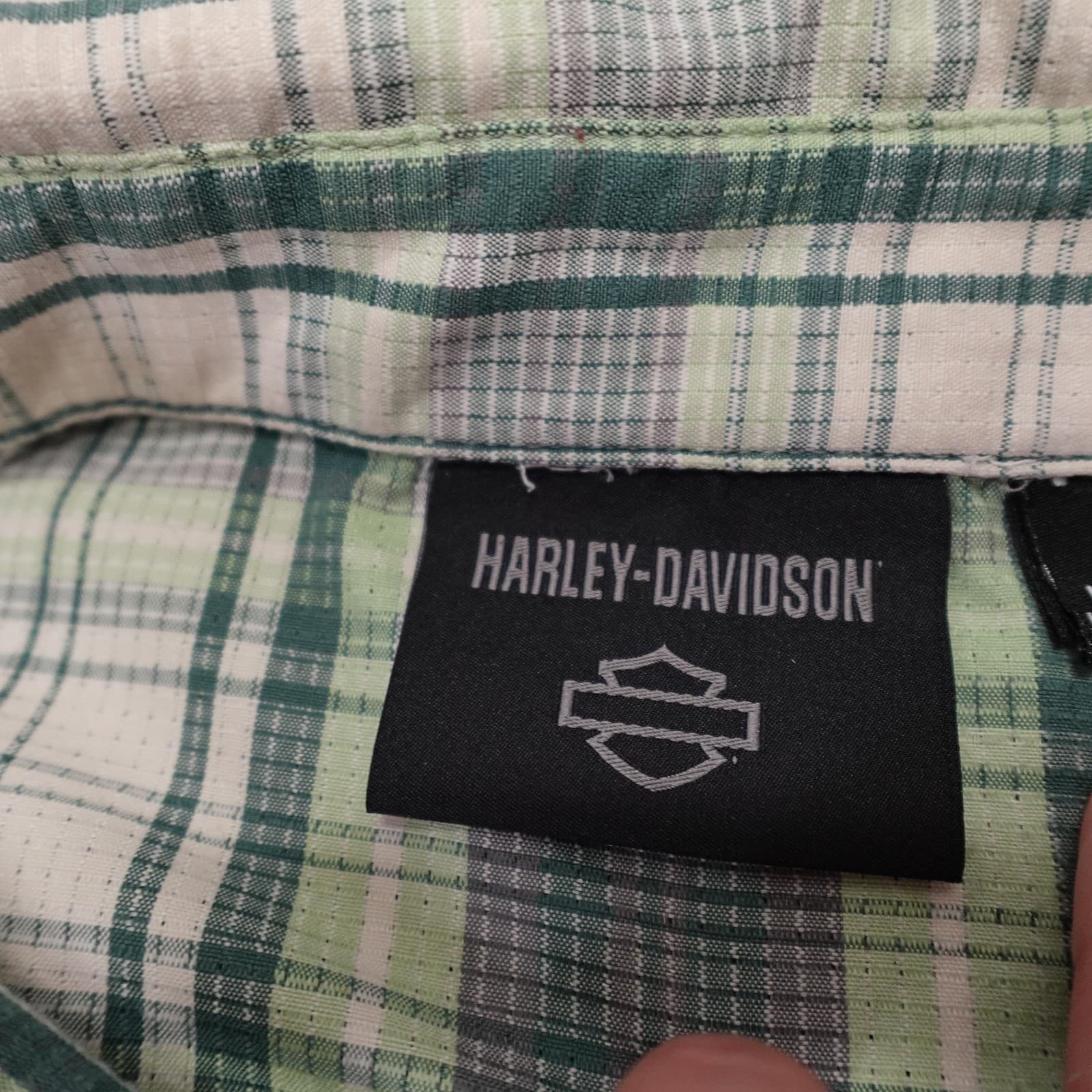 Harley-Davidson Shirt Mens 3XL Green Plaid Long Sleeve Button Up Motorcycle - Thumbnail 4