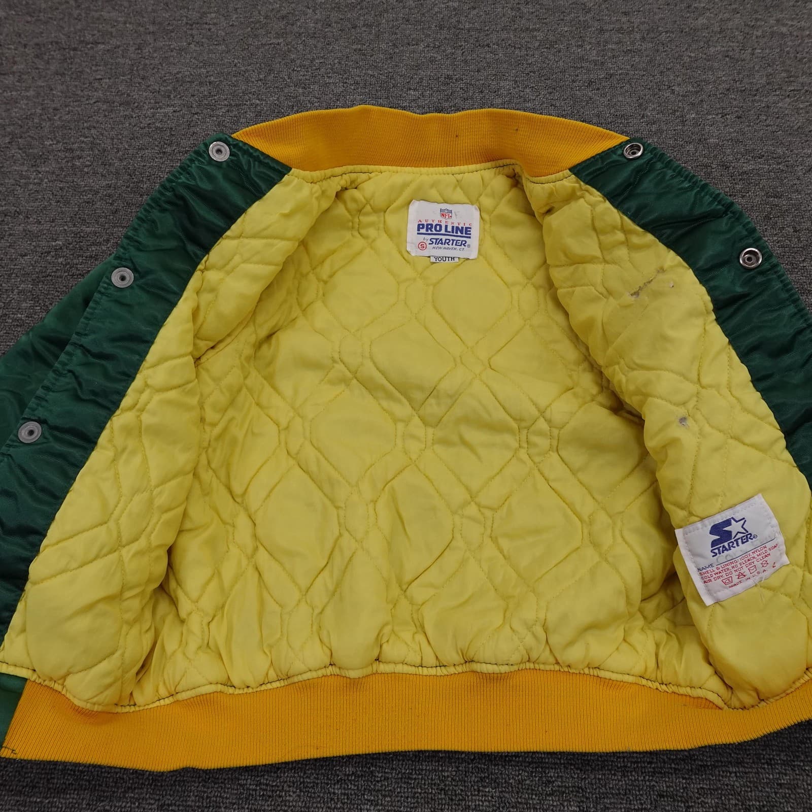 Vintage Green Bay Packers Jacket Kids Small Green NFL Football Starter Pro Line - Thumbnail 5