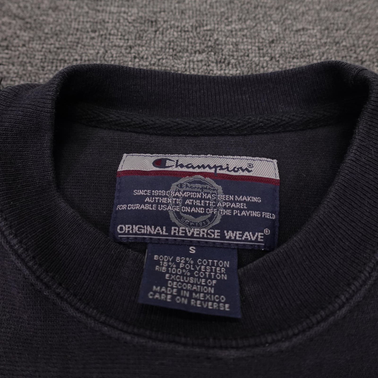 Vintage Champion Sweatshirt Mens Small Black MIT Reverse Weave Graphic Fleece - Thumbnail 3