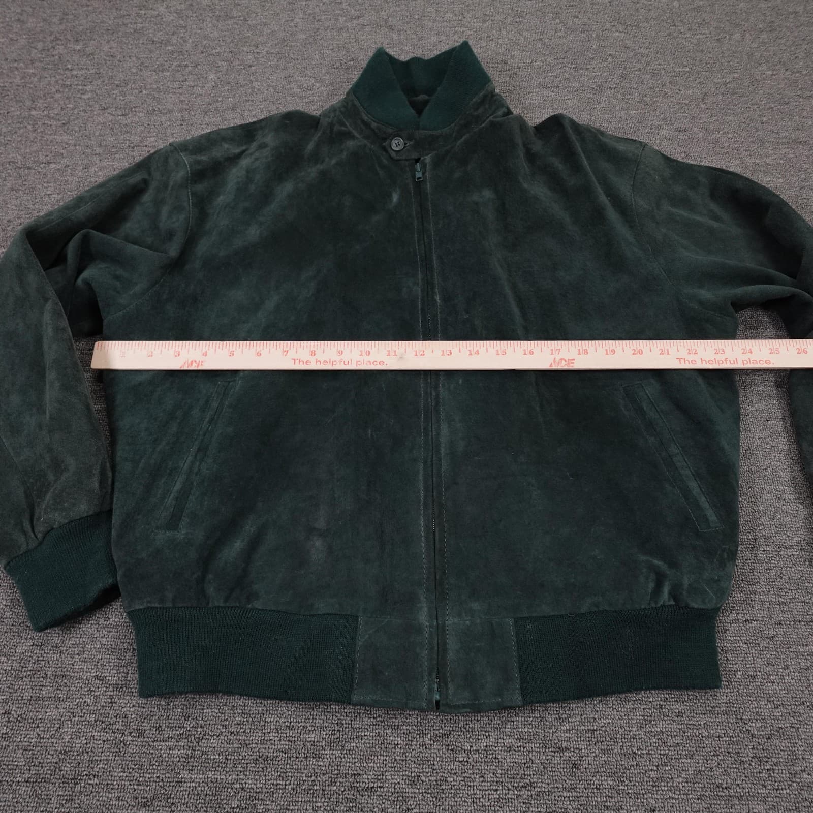 Vintage Marlynn Traditions Ltd Jacket Mens 42 Green Suede Bomber Full Zip Lined - Thumbnail 5