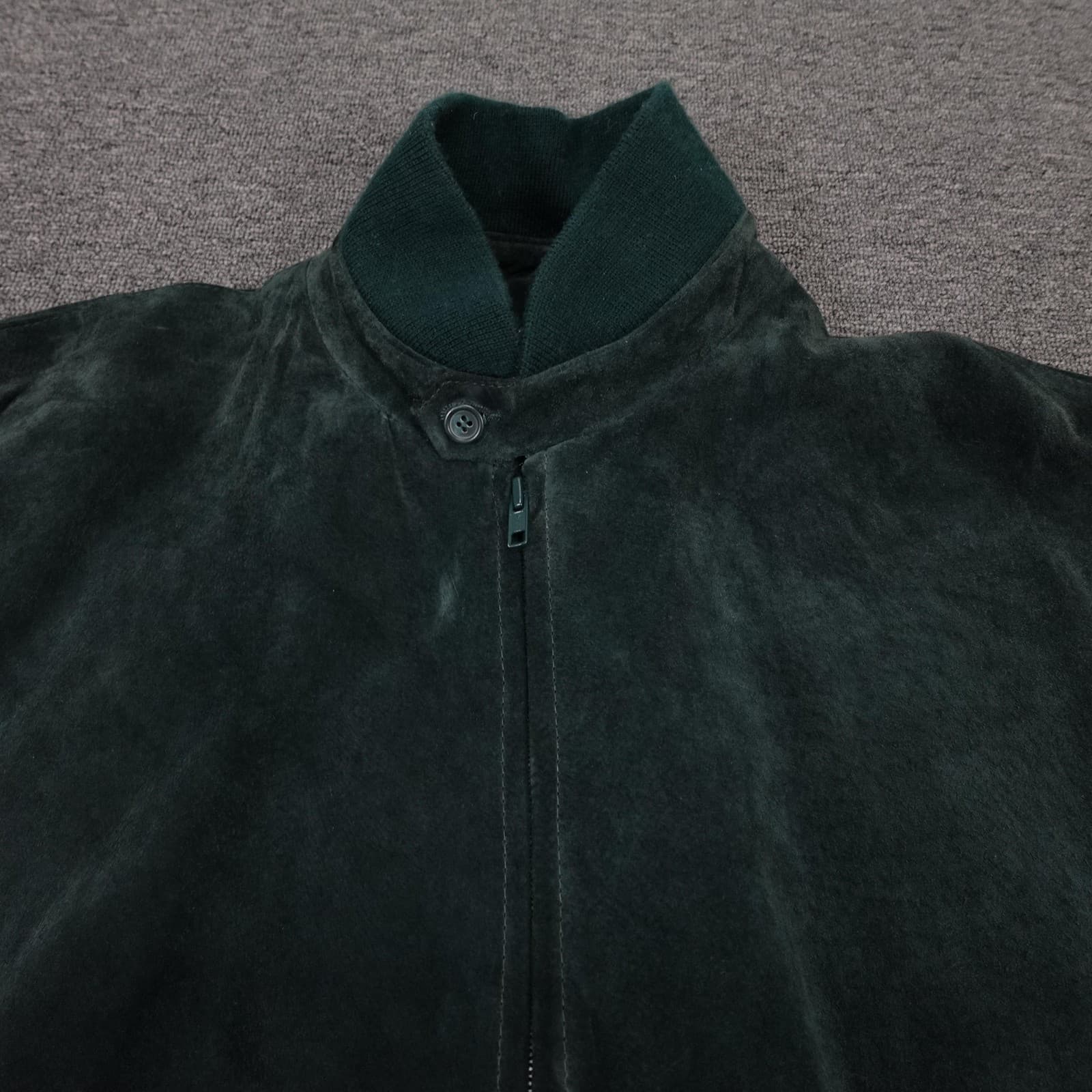 Vintage Marlynn Traditions Ltd Jacket Mens 42 Green Suede Bomber Full Zip Lined - Thumbnail 2