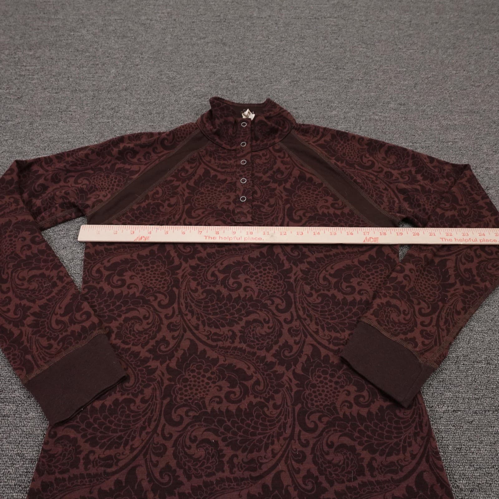 Vintage The North Face Pullover Womens Large Brown Paisley Thermal Henley Y2K - Thumbnail 5