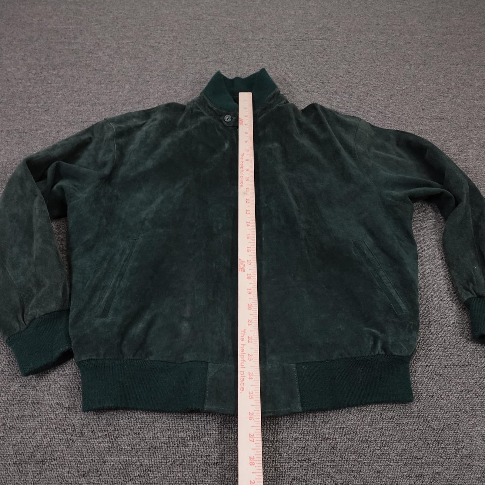 Vintage Marlynn Traditions Ltd Jacket Mens 42 Green Suede Bomber Full Zip Lined - Thumbnail 7
